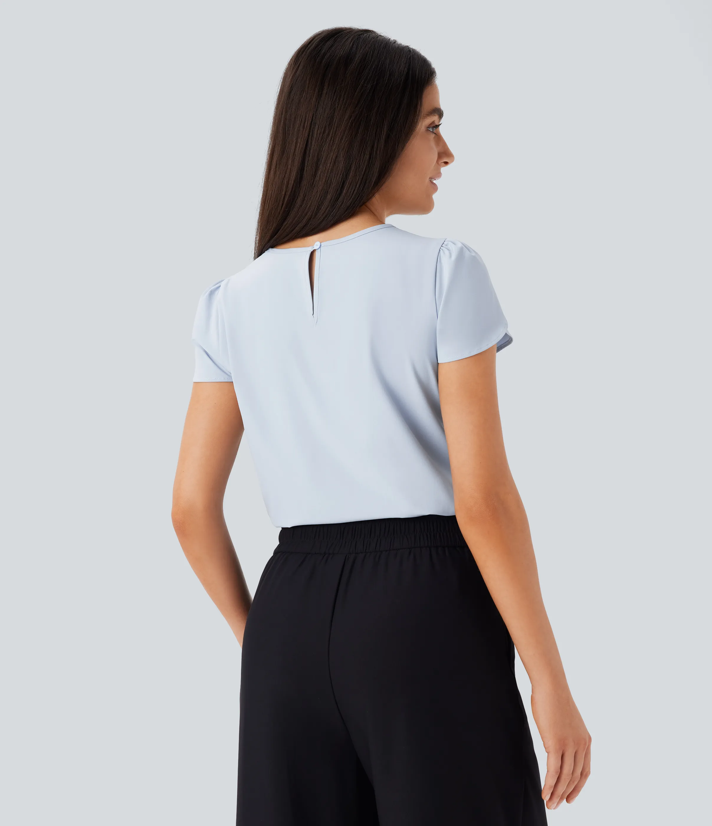 Halara Camiseta Breezeful™ oficina secado rápido cuello redondo manga corta abertura espalda - Ballad Blue - M sold by Halara product image thumbnail 3