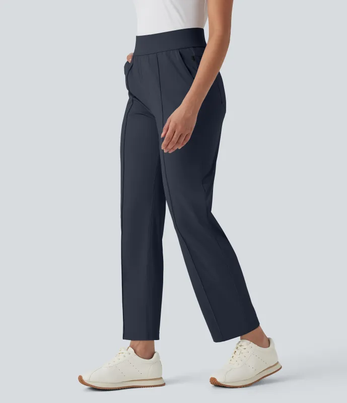 Halara Pantalón golf tiro medio alto múltiple bolsillo secado rápido - Camiseta golf - UPF 40+ - Dark Blue - L(petite) made by Halara