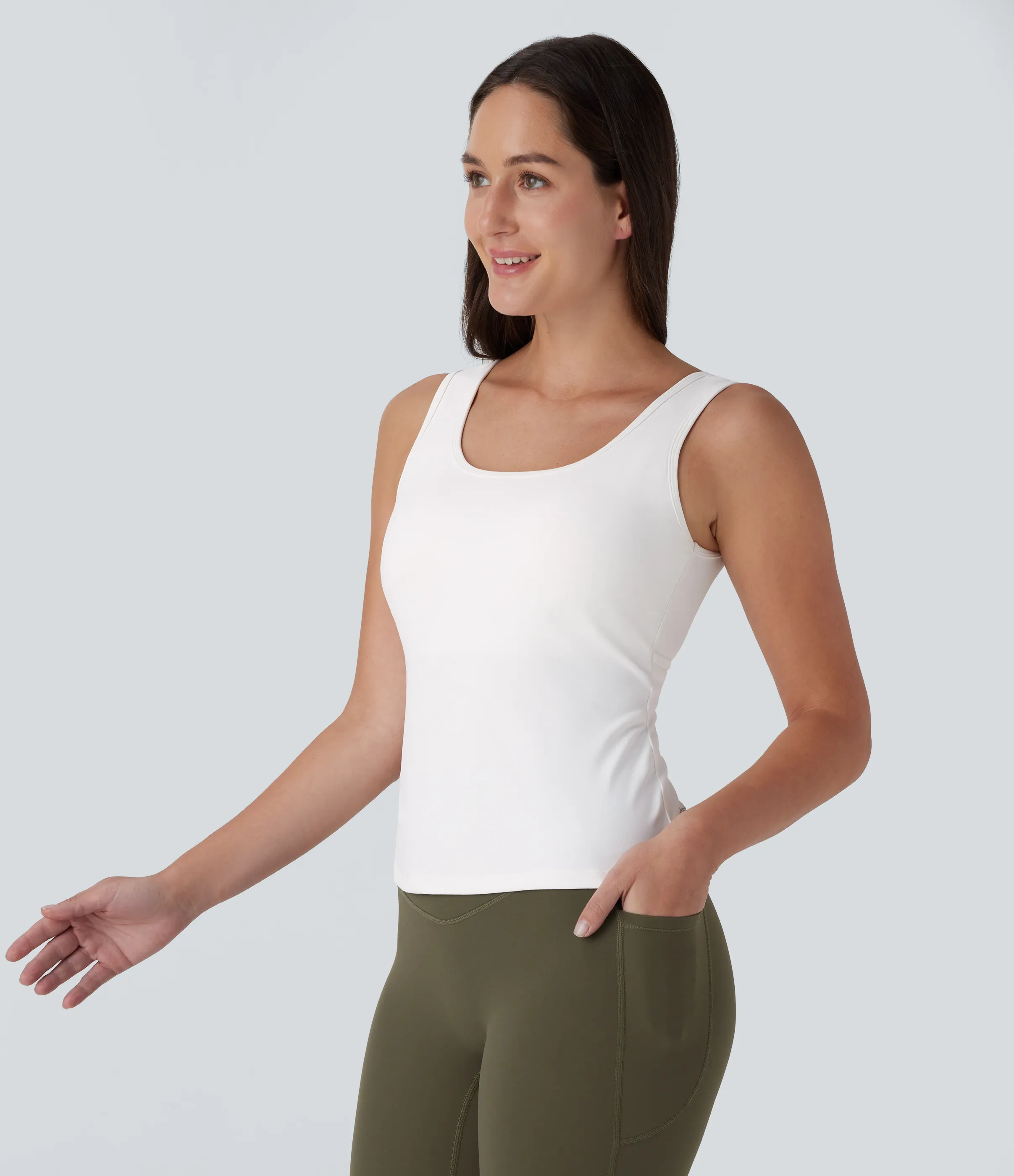 Halara Camiseta yoga cruzada cuello U sin espalda - más largo - White - XS(Long) sold by Halara product image thumbnail 4