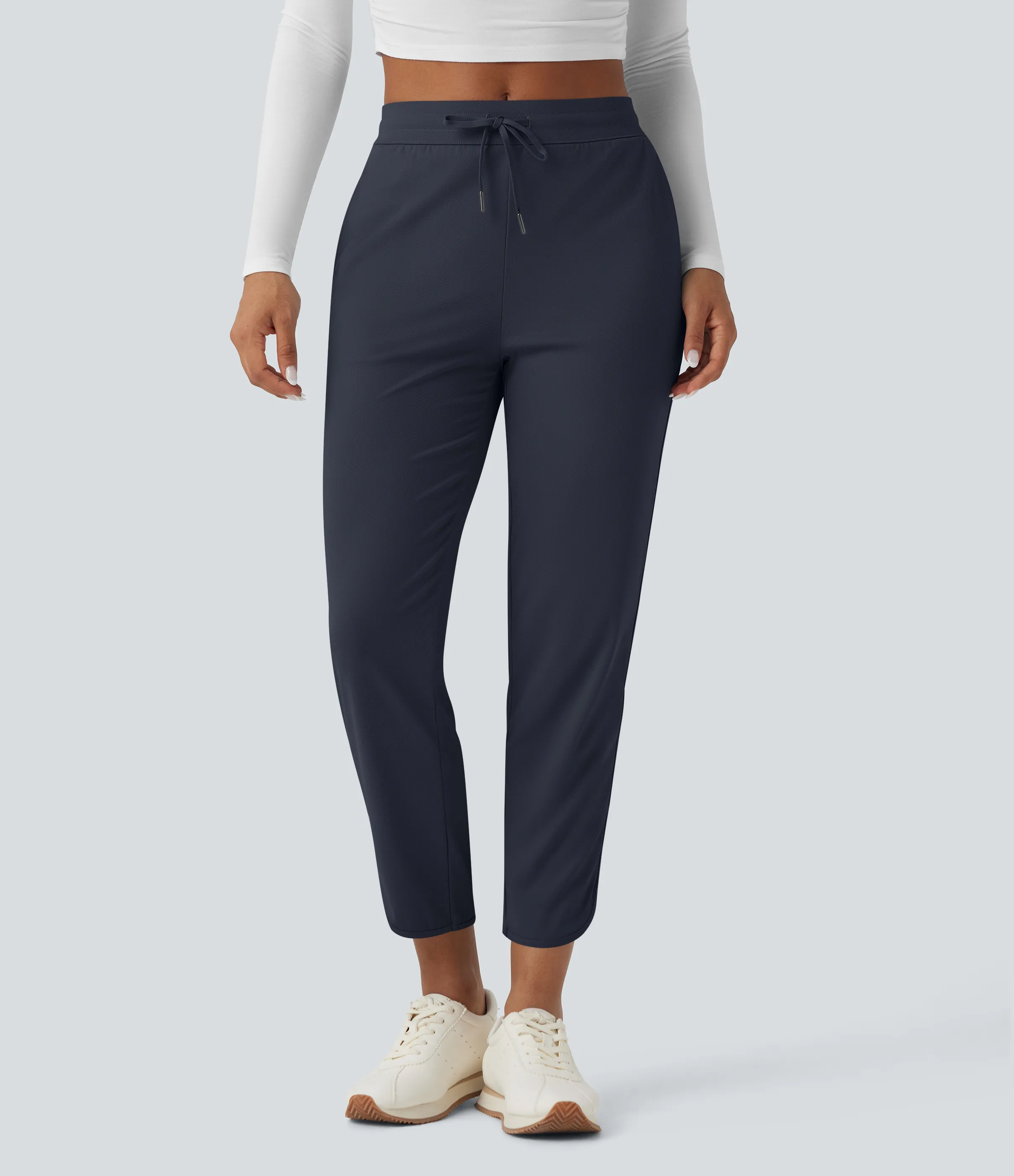 Halara Pantalones de golf ajustados de tiro medio con cordón, dobladillo curvo y secado rápido con bolsillos - UPF 40+ - Dark Blue - M(regular) sold by Halara product image thumbnail 4