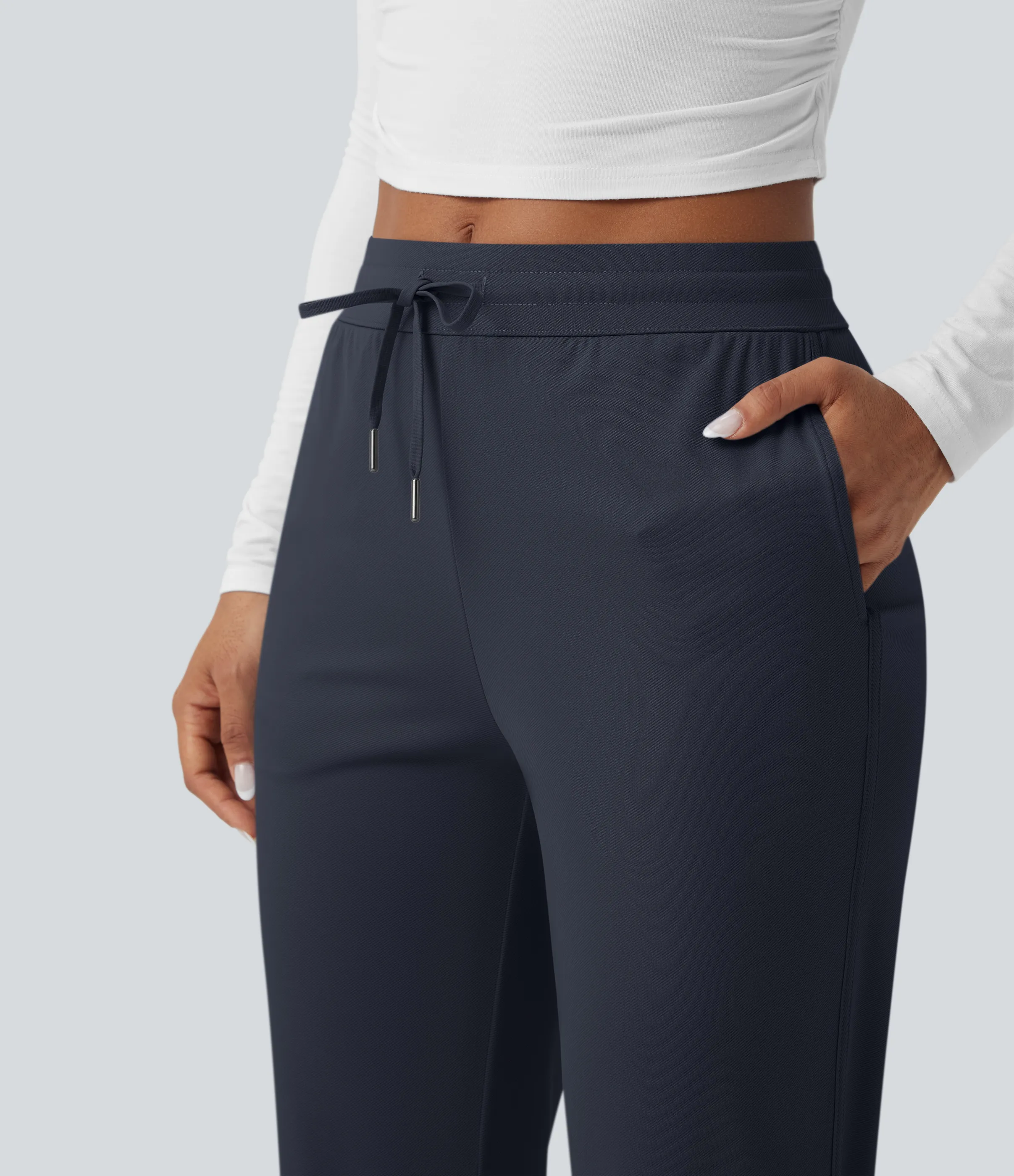 Halara Pantalones de golf ajustados de tiro medio con cordón, dobladillo curvo y secado rápido con bolsillos - UPF 40+ - Dark Blue - M(regular) sold by Halara product image thumbnail 5