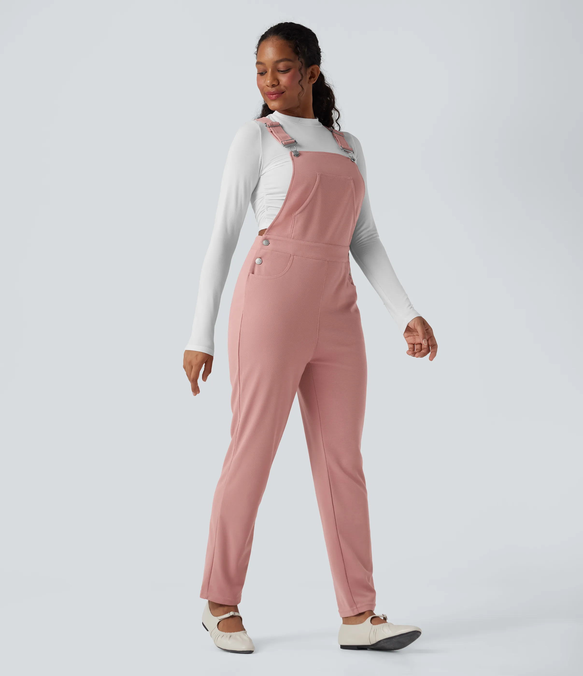 Halara Jumpsuit casual con bolsillos y diseño en tela de gofre - Rose Tan - M(regular) sold by Halara product image thumbnail 4