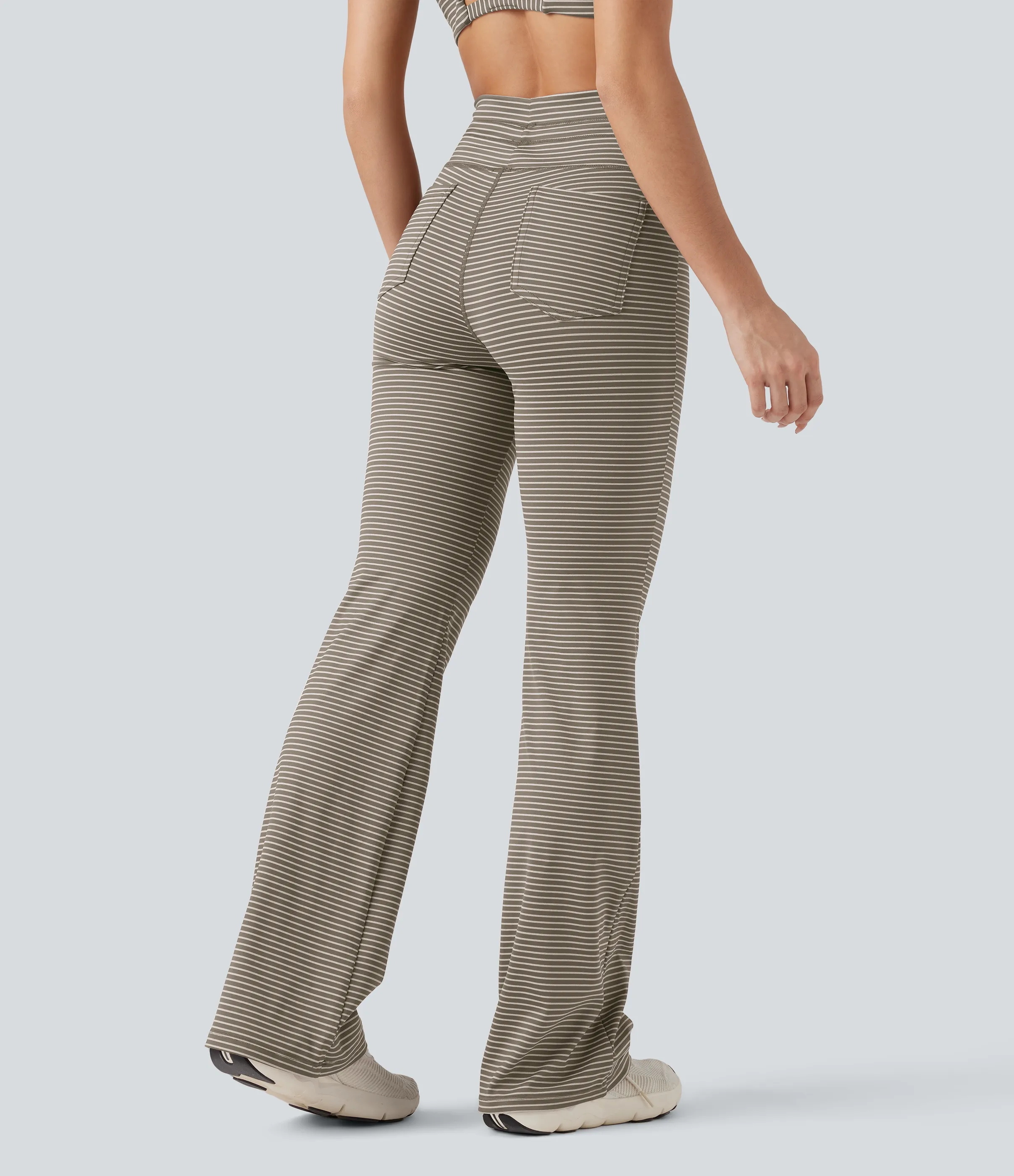 Halara Pantalones de yoga acampanados de tiro alto con cordón y bolsillos - Sandstone Beige - XS(tall) sold by Halara product image thumbnail 3