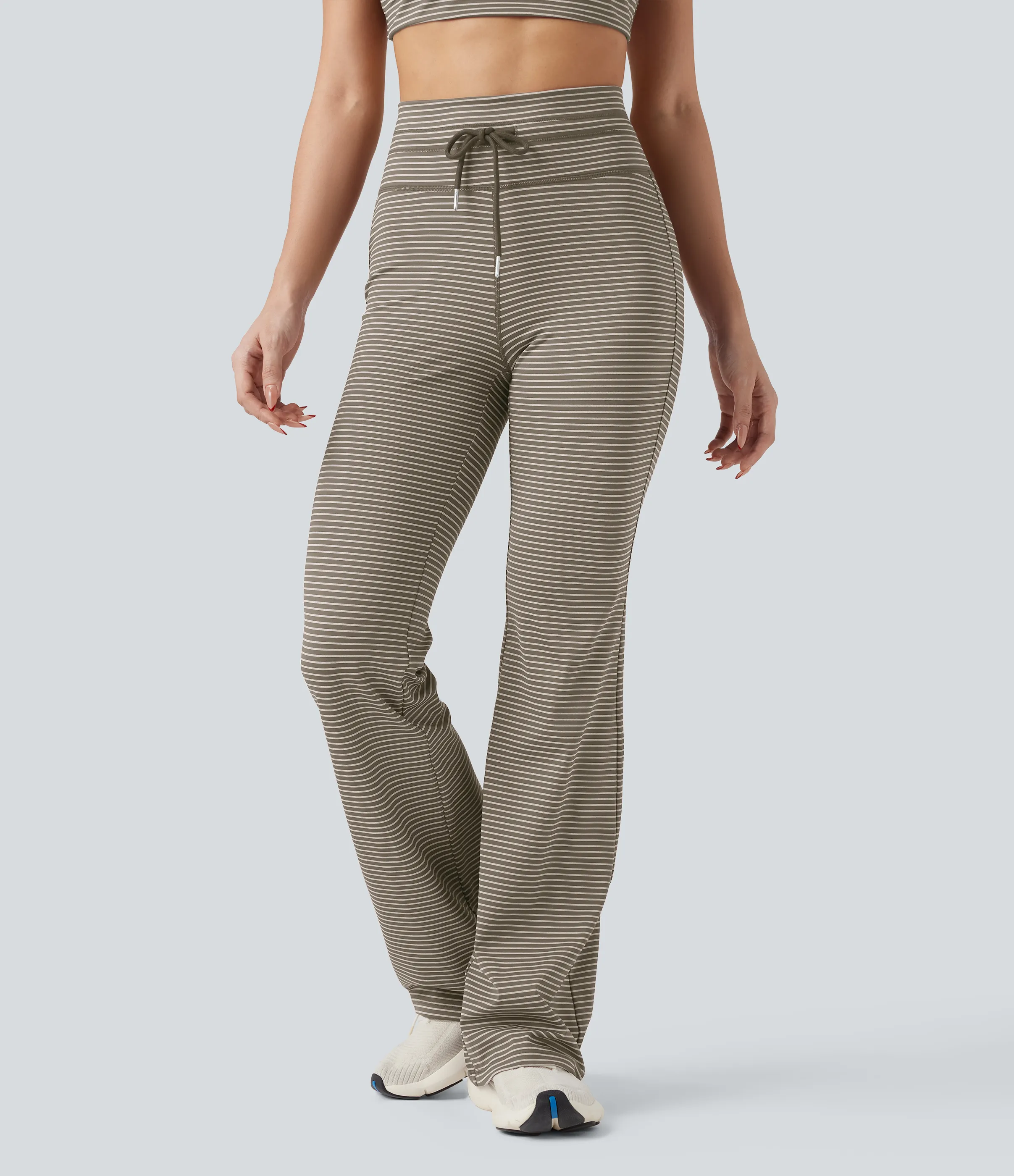 Halara Pantalones de yoga acampanados de tiro alto con cordón y bolsillos - Sandstone Beige - XS(tall) sold by Halara product image thumbnail 4