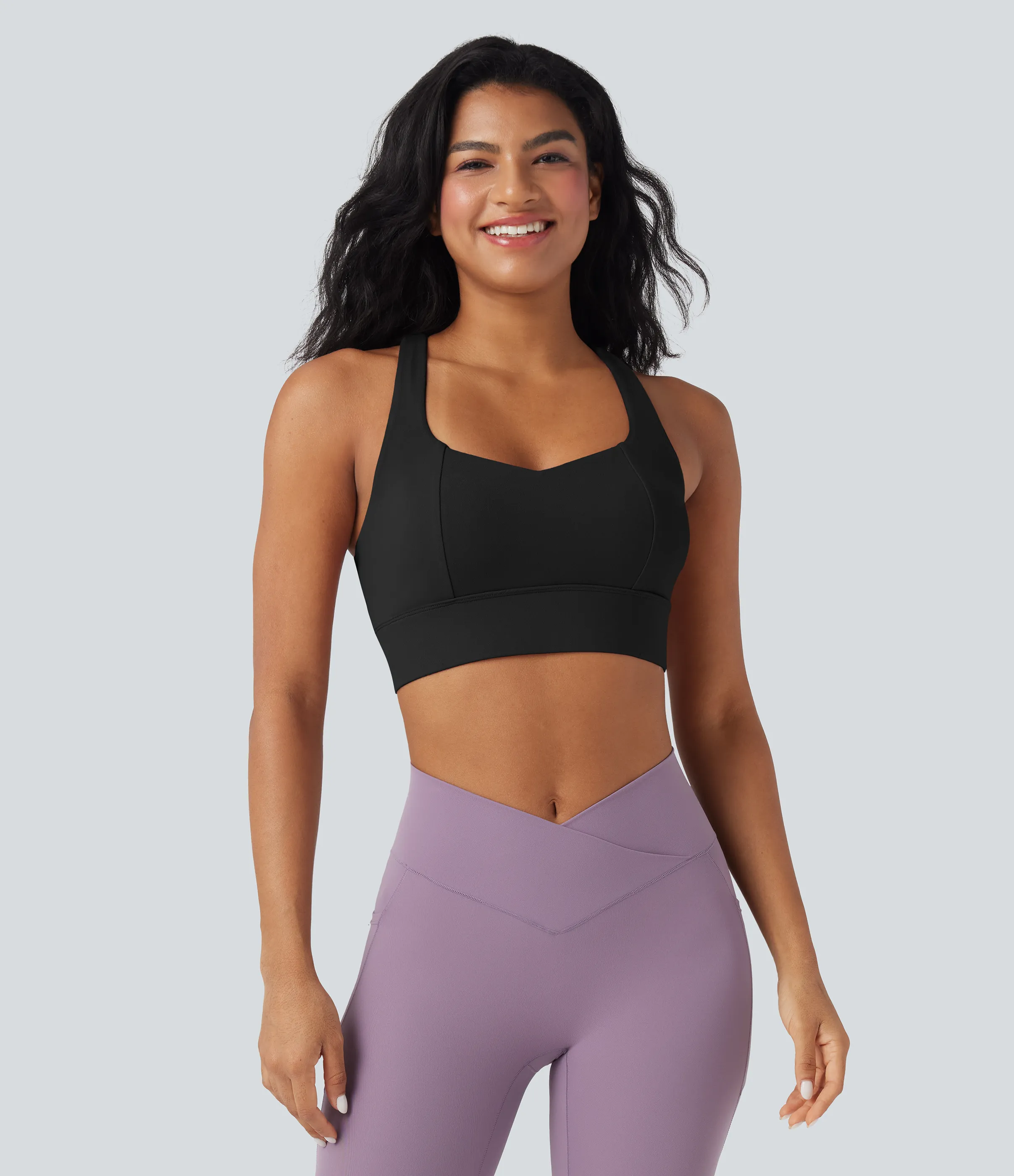 Halara Brasier deportivo de sujeción baja para yoga tipo racerback con tirantes cruzados en copas A-C - Black - S sold by Halara product image thumbnail 3