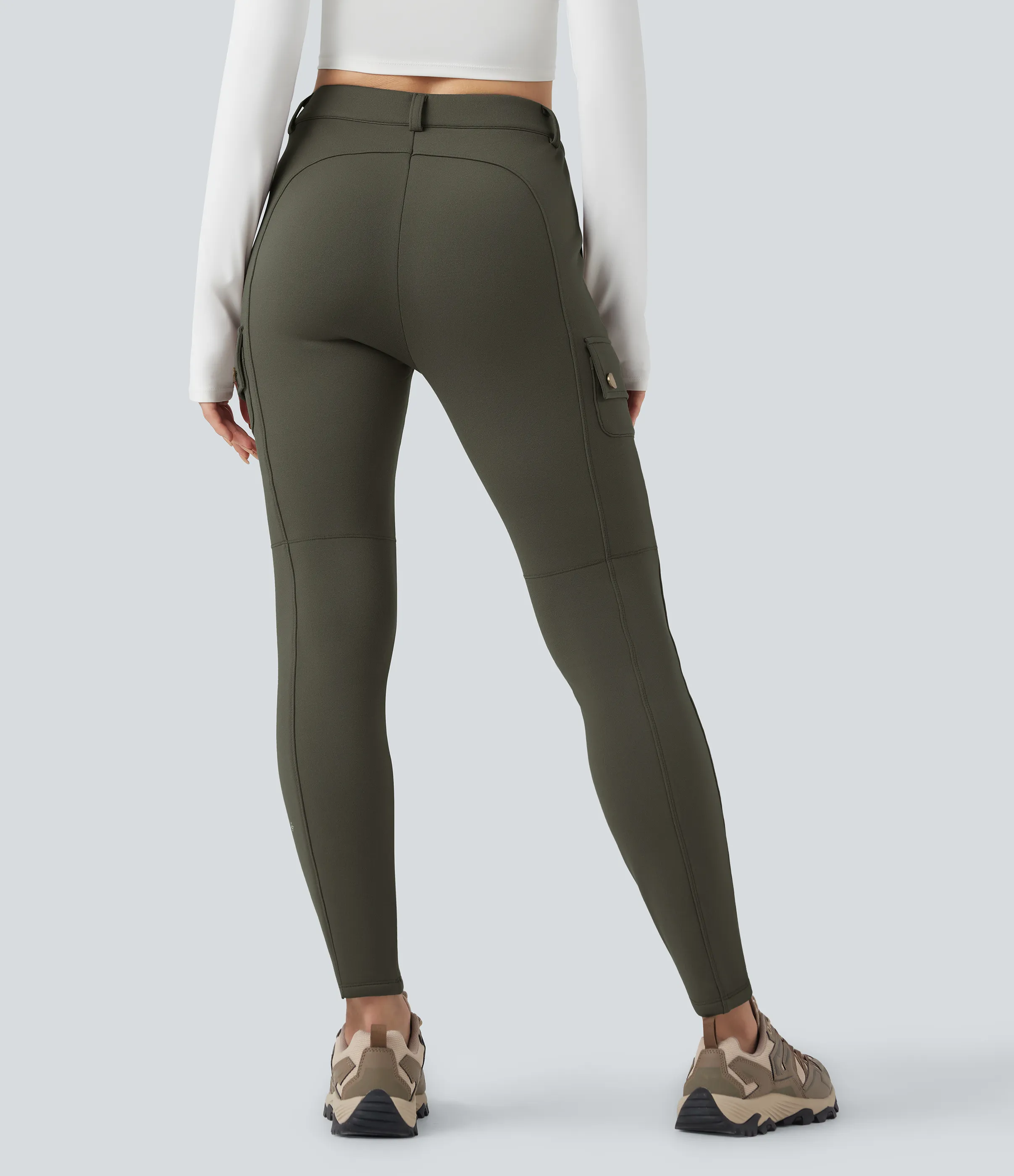 Halara Pantalones cargo de senderismo de polar ajustados de tiro alto con bolsillos - Forest Night - M(regular) sold by Halara product image thumbnail 3