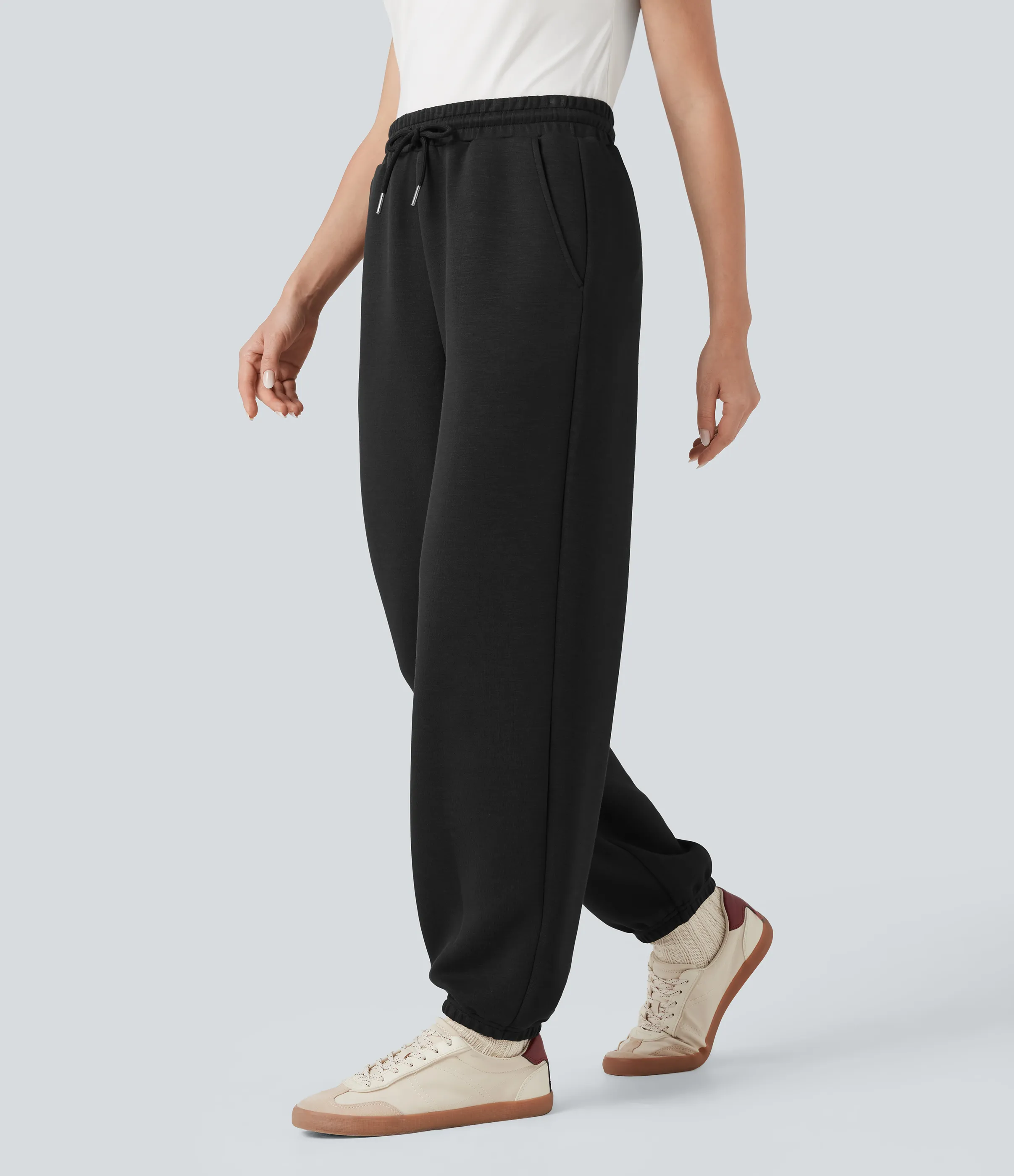 Halara Joggers casuales de tiro medio con cordón y bolsillos - Black - M(regular) sold by Halara product image thumbnail 3