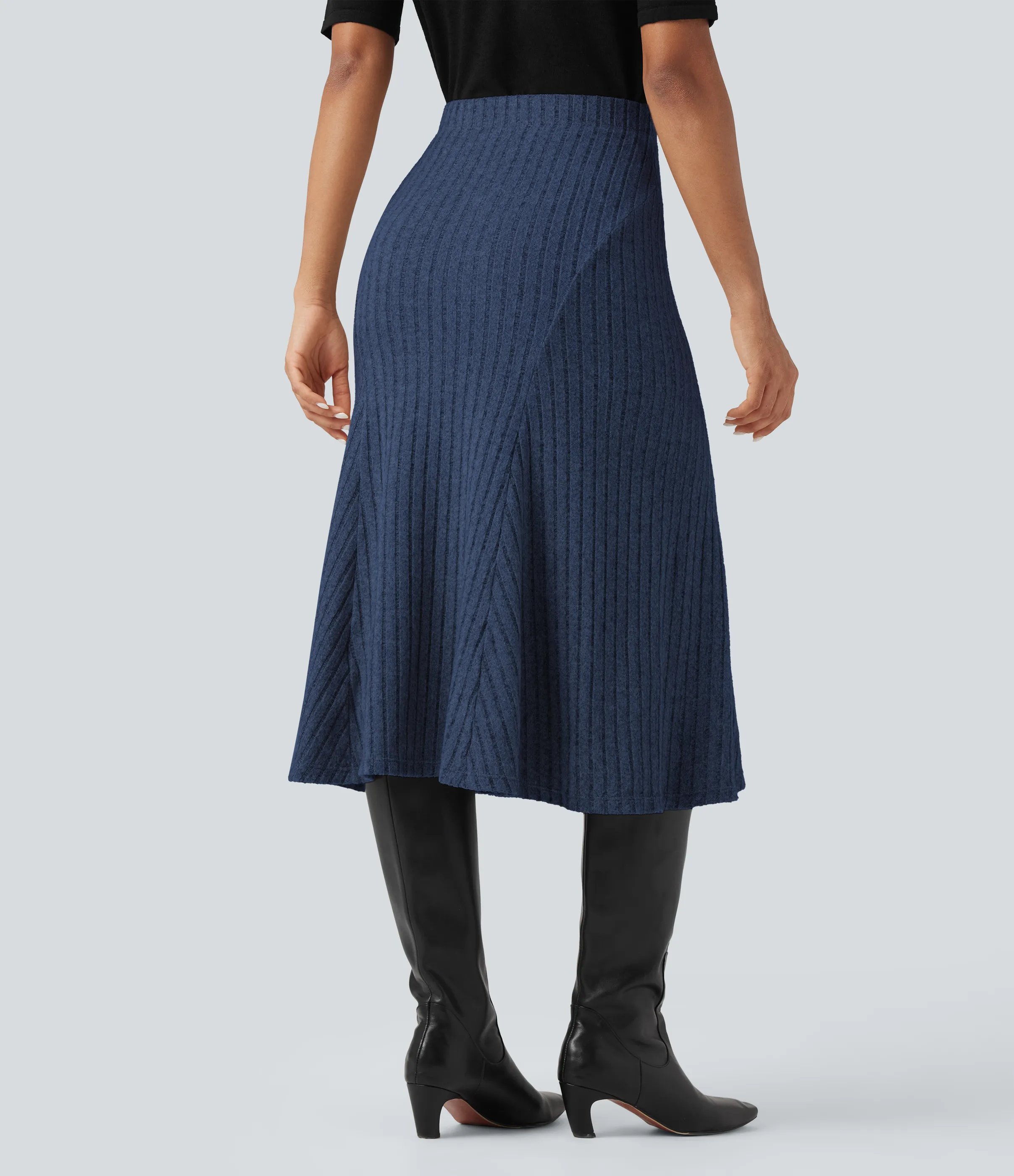 Halara Falda midi casual de tiro alto con corte A y punto acanalado - Cabbage Floral Yarn - M(regular) sold by Halara product image thumbnail 3