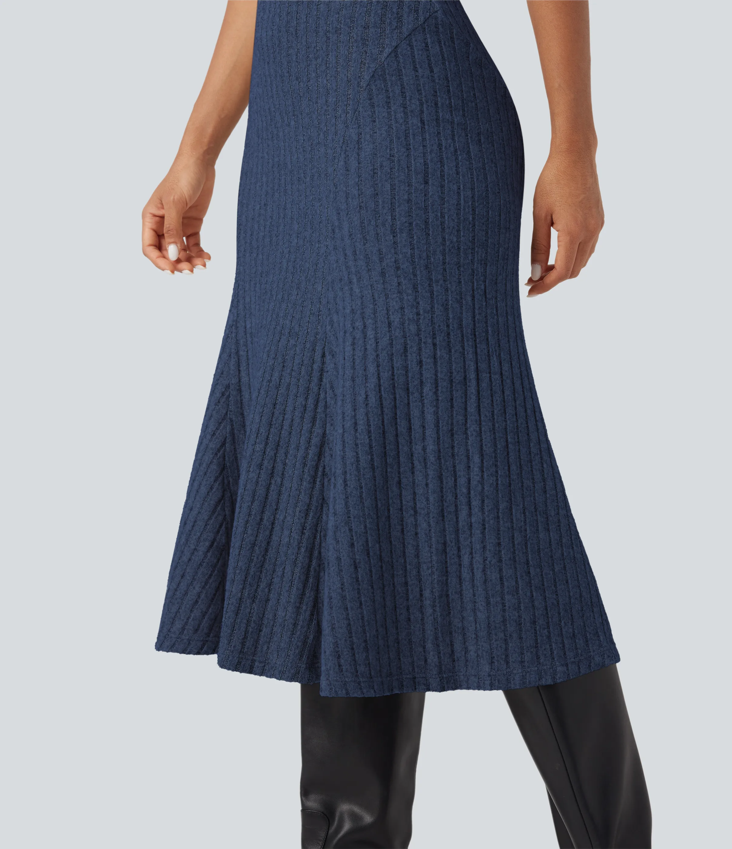 Halara Falda midi casual de tiro alto con corte A y punto acanalado - Cabbage Floral Yarn - M(regular) sold by Halara product image thumbnail 5