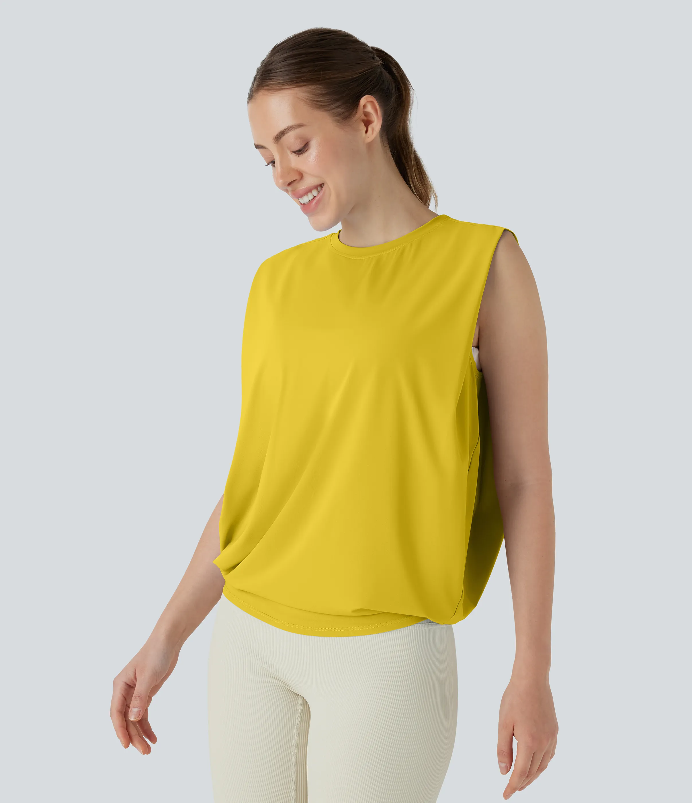Halara Camiseta yoga cuello redondo fruncido tacto fresco - UPF 50+ - Mango Mint - M sold by Halara product image thumbnail 4