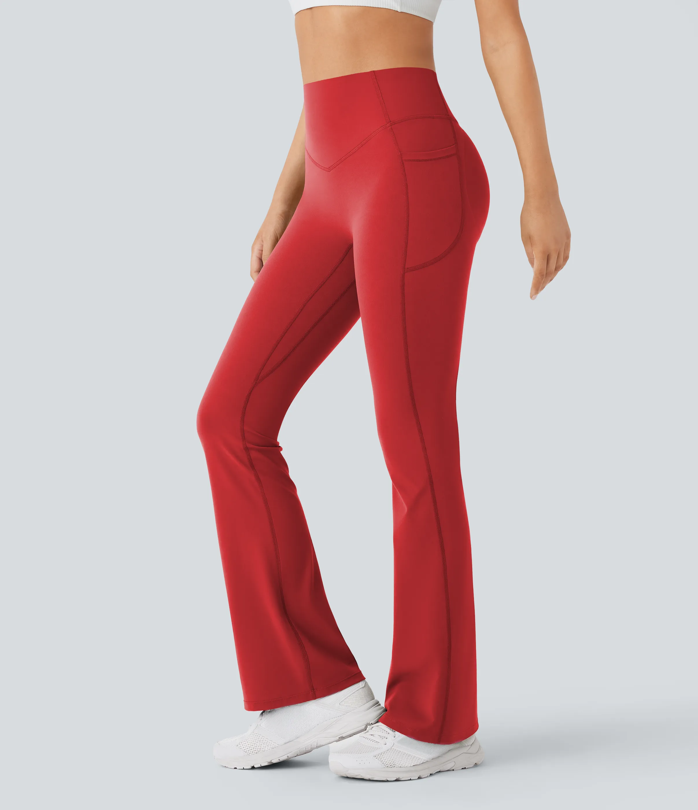 Halara Leggings SoCinched UltraSculpt Bootcut yoga tiro alto realce glúteo bolsillo lateral control abdomen moldeador - Aura Orange - XS(tall) sold by Halara product image thumbnail 2