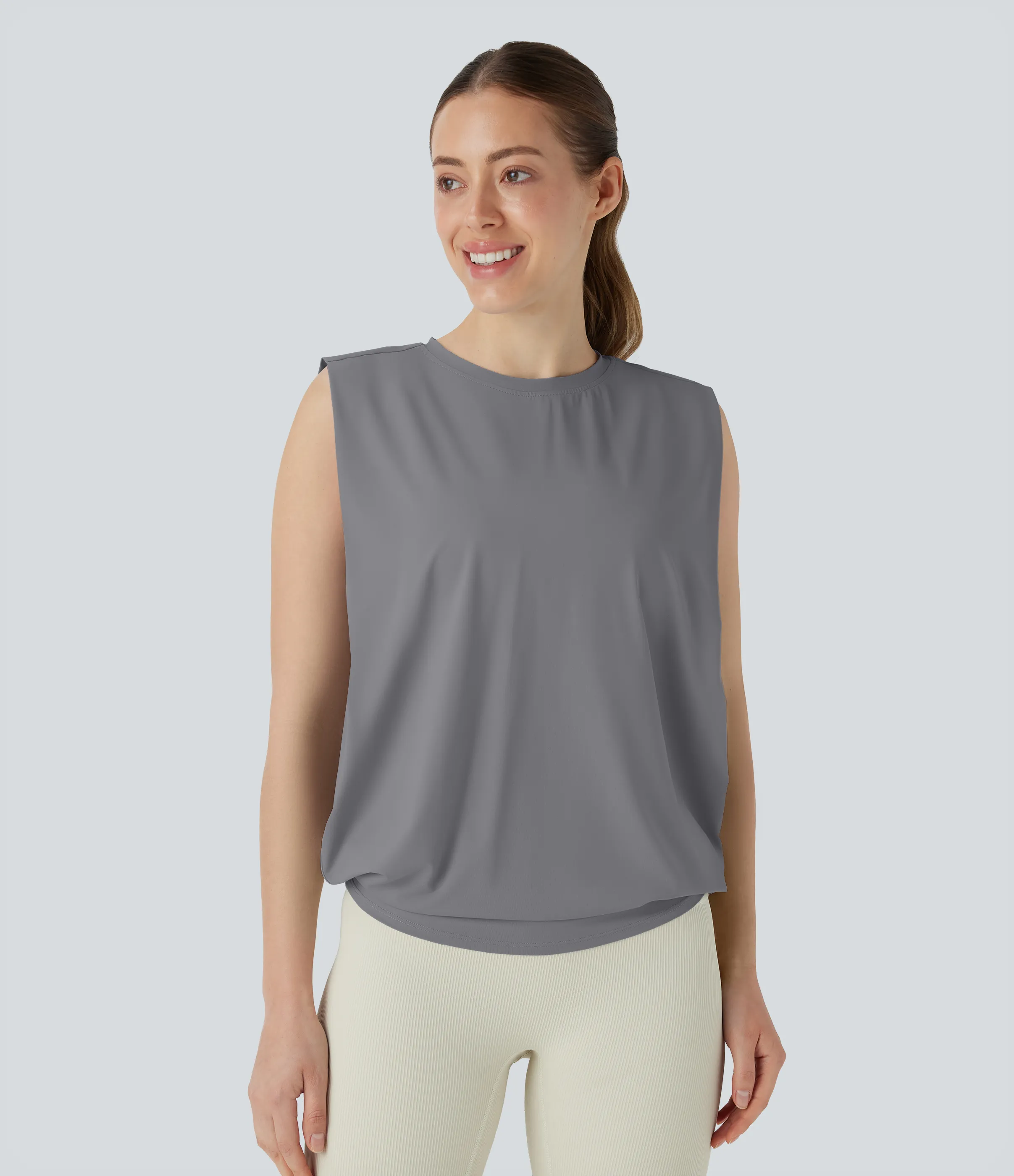 Halara Camiseta yoga cuello redondo fruncido tacto fresco - UPF 50+ - Night Owl - XS sold by Halara product image thumbnail 2