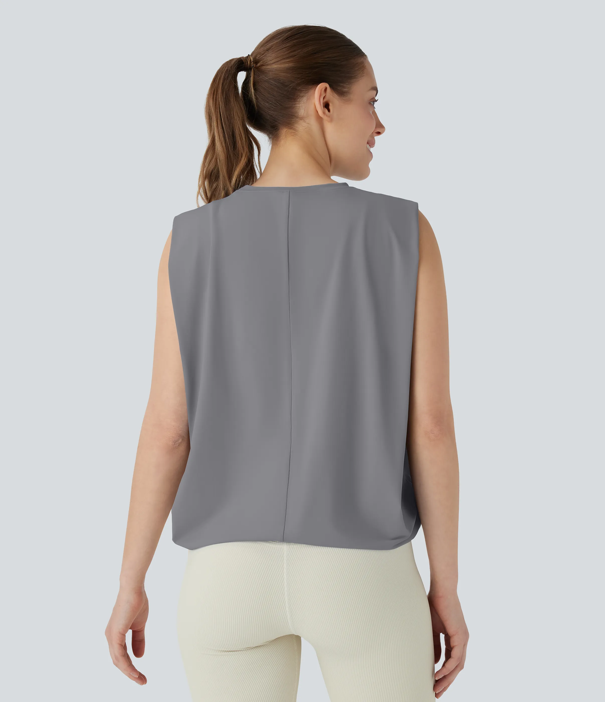 Halara Camiseta yoga cuello redondo fruncido tacto fresco - UPF 50+ - Night Owl - XS sold by Halara product image thumbnail 3