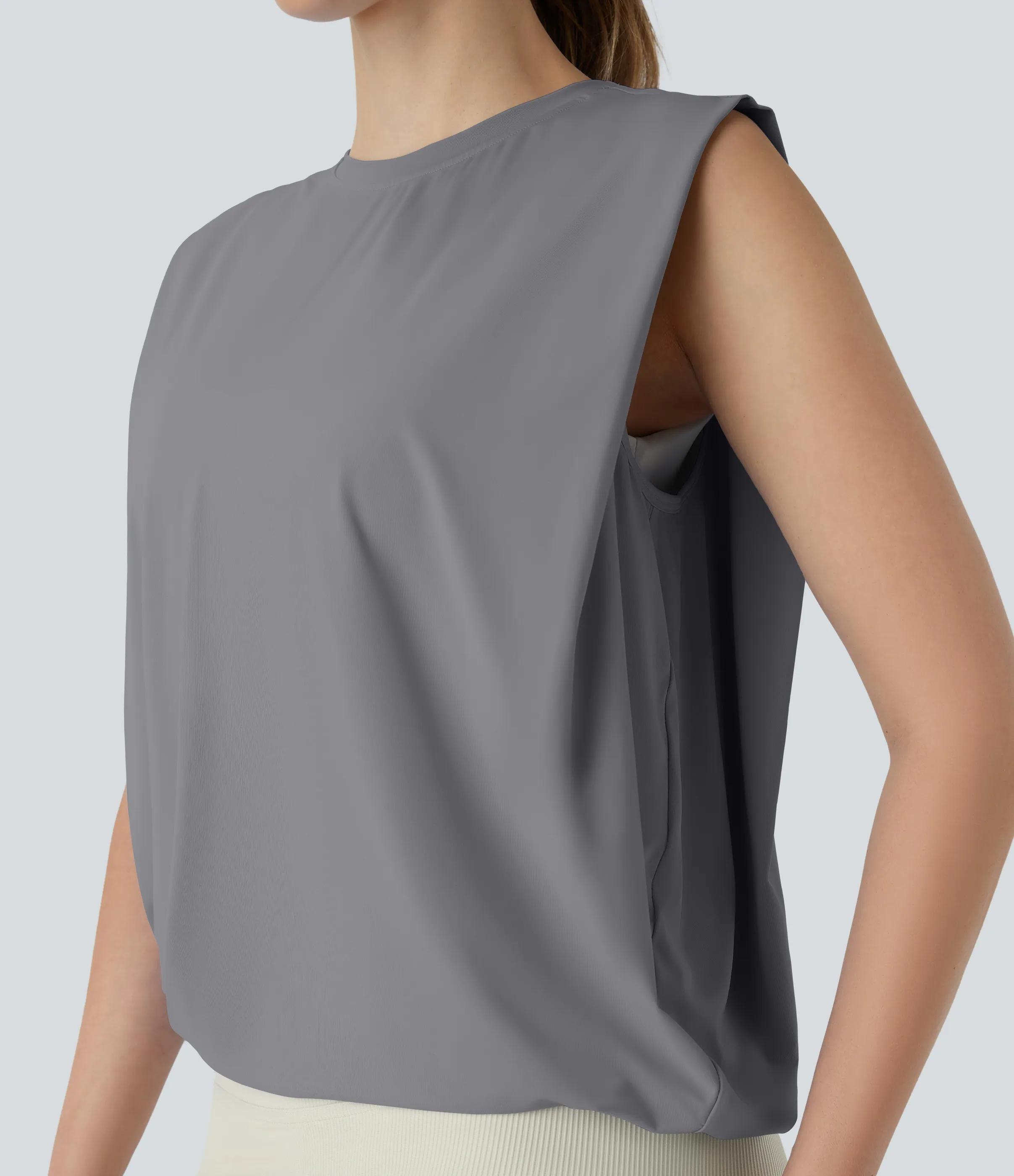 Halara Camiseta yoga cuello redondo fruncido tacto fresco - UPF 50+ - Night Owl - XS sold by Halara product image thumbnail 5