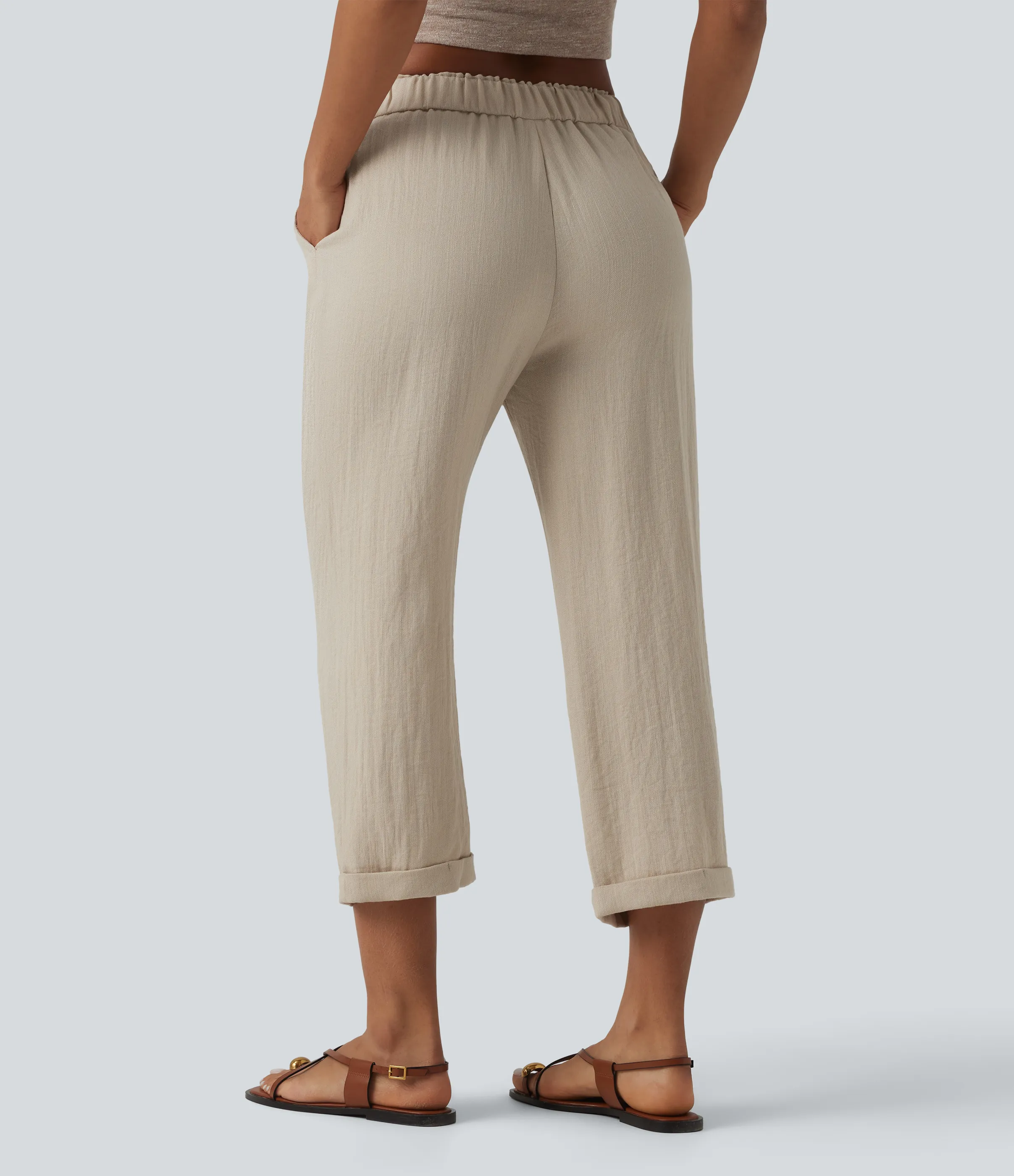 Halara Pantalones casuales ajustados de tiro medio con cordón y bolsillos - Ancient Scroll - XS(regular) sold by Halara product image thumbnail 3