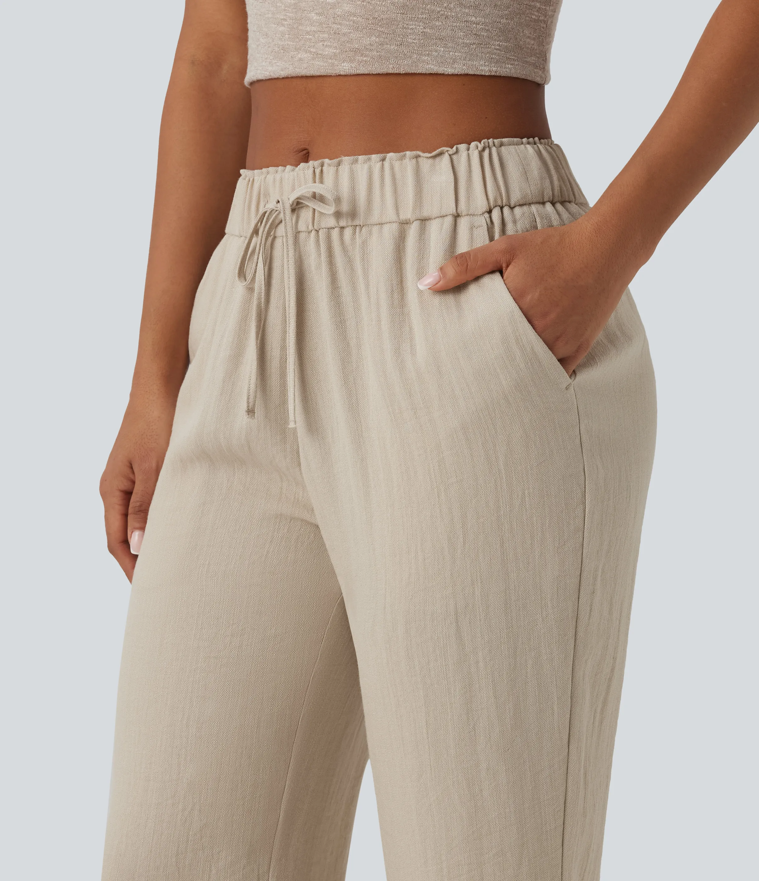 Halara Pantalones casuales ajustados de tiro medio con cordón y bolsillos - Ancient Scroll - XS(regular) sold by Halara product image thumbnail 5