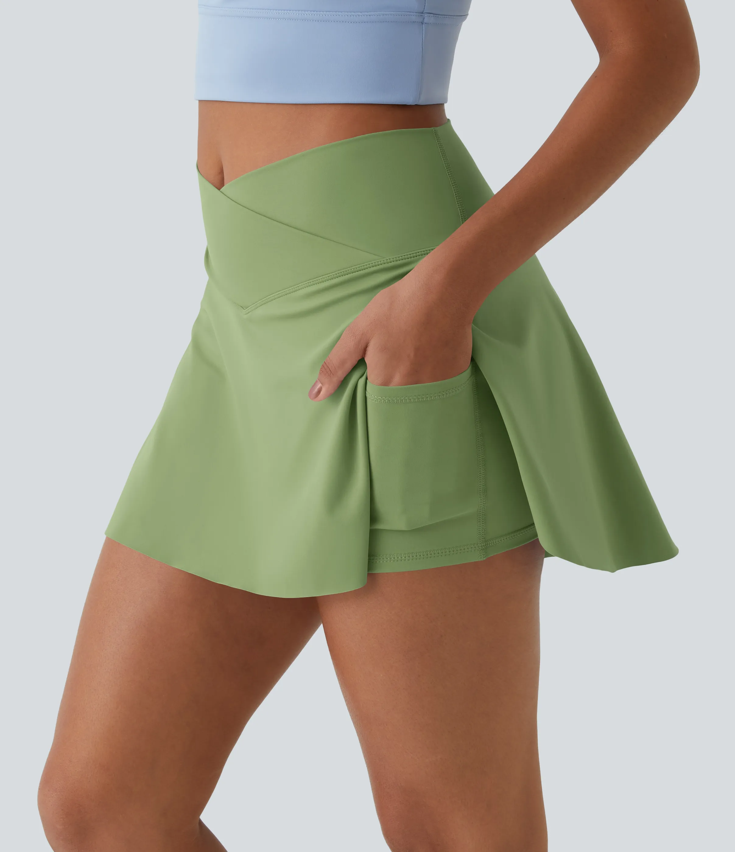 Halara Minifalda tenis Softlyzero™ Airy Crossover 2 en 1 bolsillo lateral tacto fresco tacto suave diario Lucid-UPF 50+ - Fern - S sold by Halara product image thumbnail 2