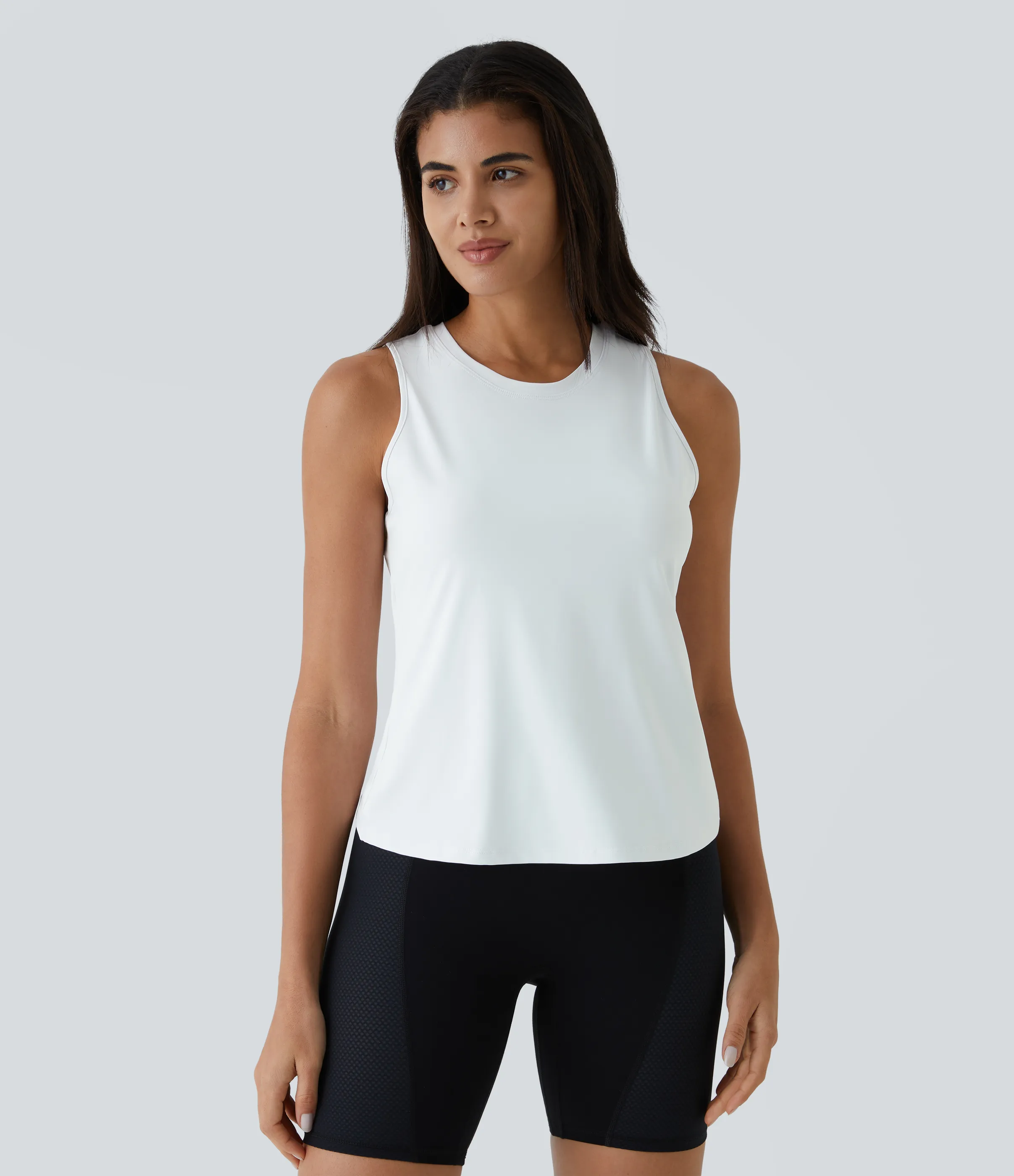 Halara Camiseta sin mangas yoga unicolor dobladillo cruzado abertura - White - M sold by Halara product image thumbnail 4