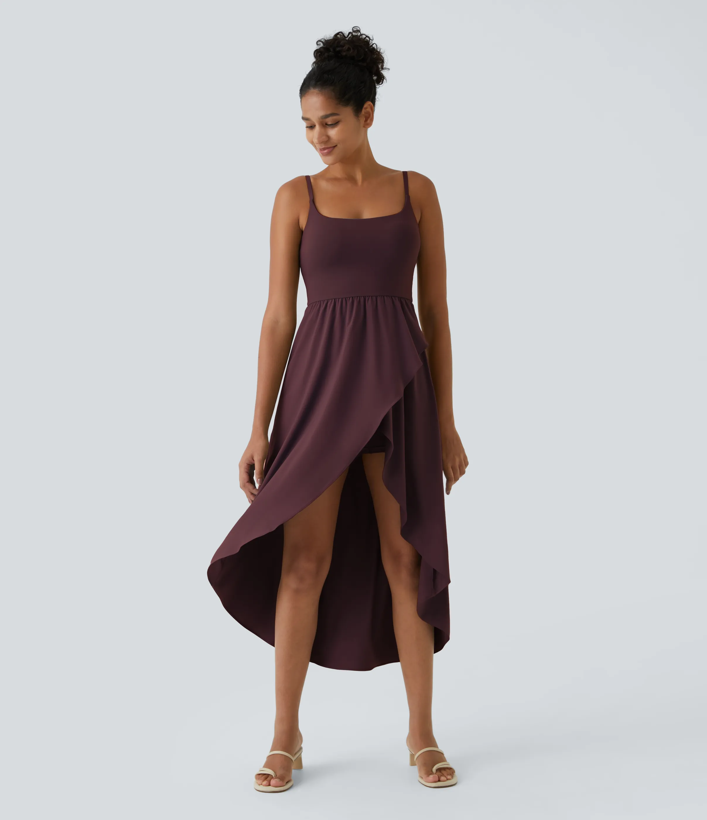 Halara Vestido Midi Breezeful™ 2 piezas tiro alto bajo sin espalda holgado secado rápido bolsillo lateral - Amaranth - S sold by Halara