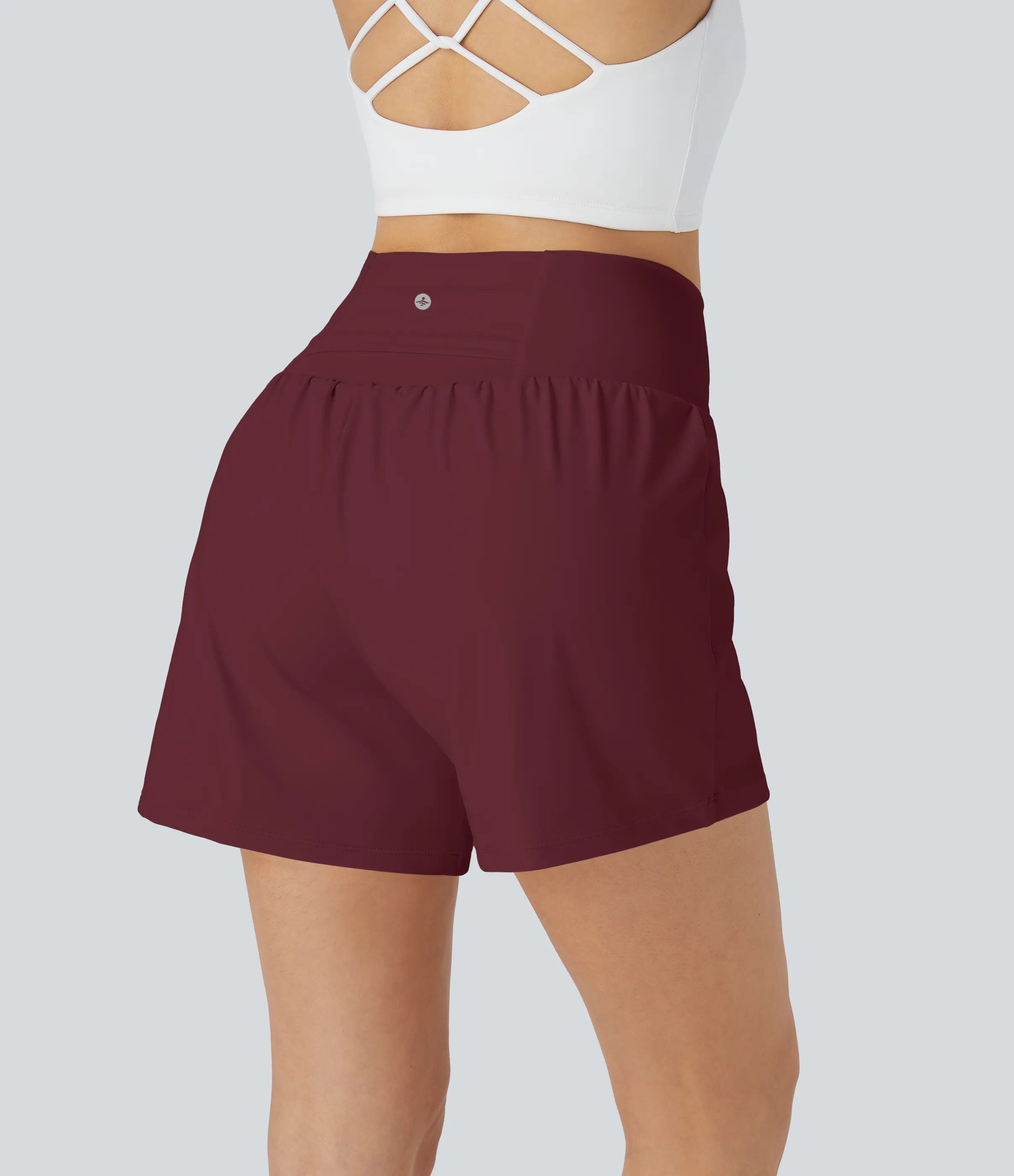 Halara Pantalón corto yoga 2 en 1 bolsillo trasero oculto tiro súper alto bolsillo lateral oculto 12.5cm-más largo - Zinfandel - XS(Long) sold by Halara product image thumbnail 3