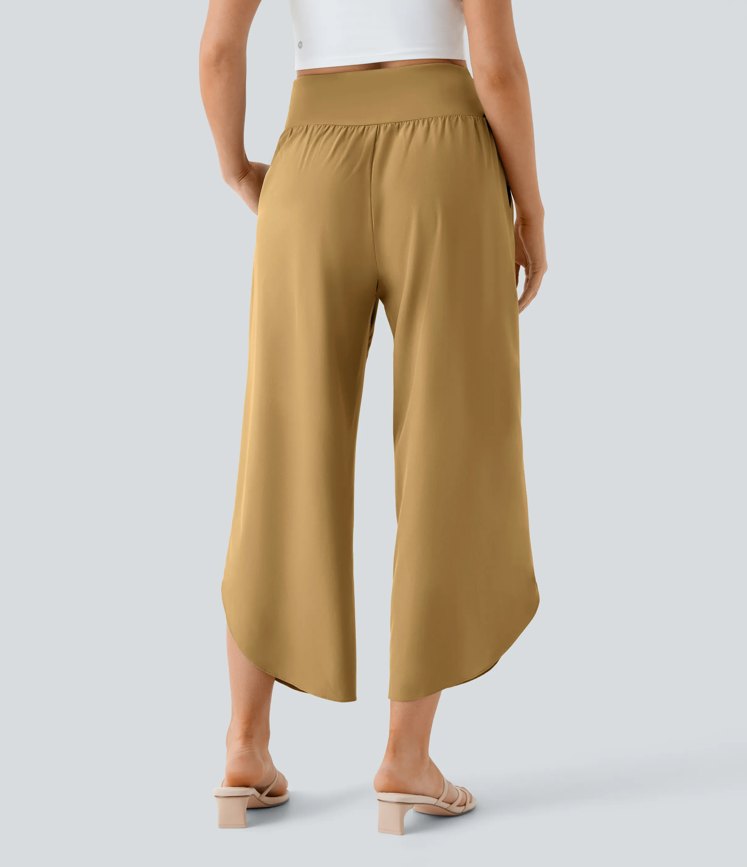 Halara Pantalón Breezeful™ Resort secado rápido abertura bolsillo lateral plisado cruzado tiro alto - Wood Thrush - XS(regular) sold by Halara product image thumbnail 3