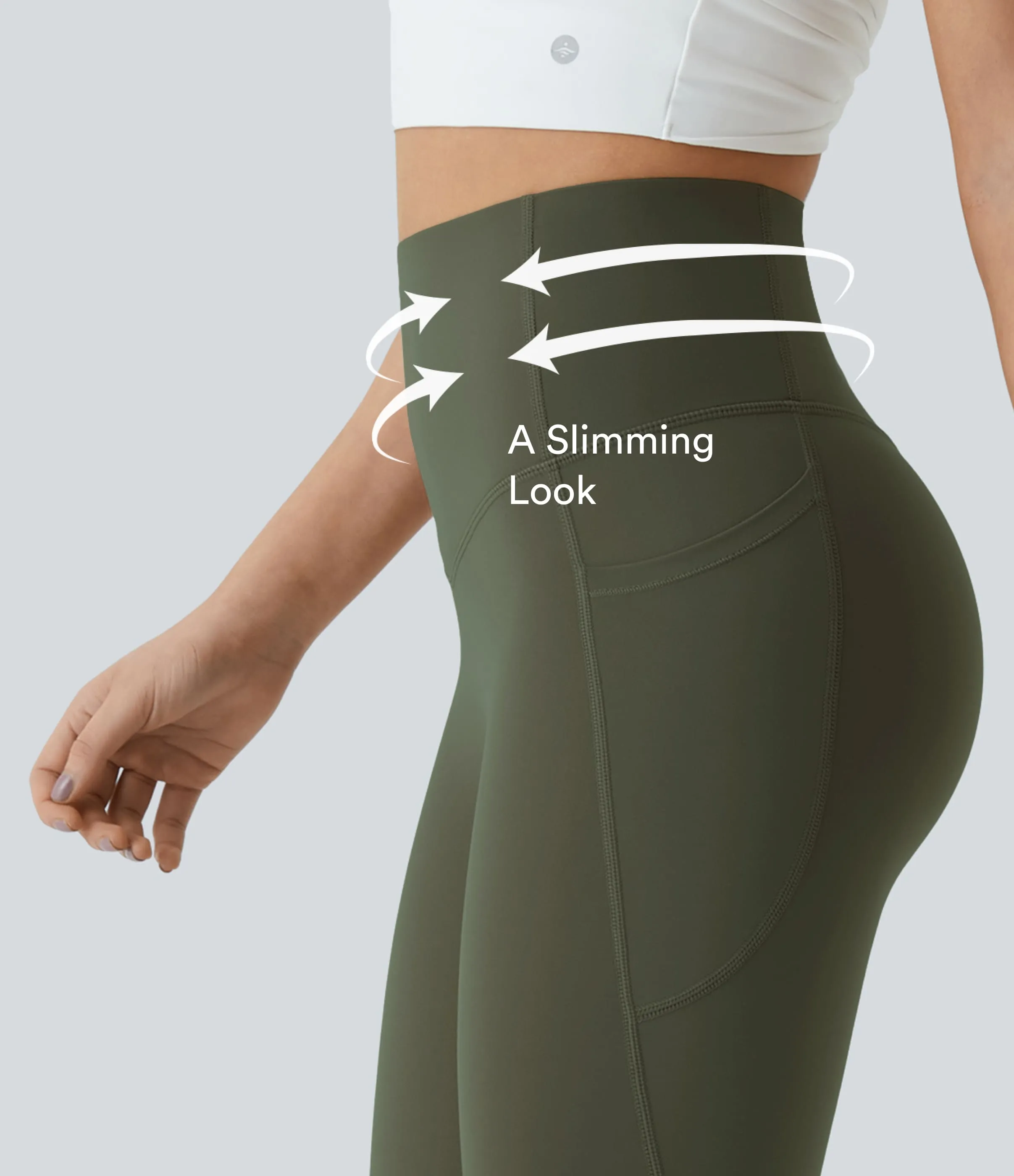 Halara Leggings SoCinched UltraSculpt Bootcut yoga tiro alto realce glúteo bolsillo lateral control abdomen moldeador - Grass Grey Green - L(regular) sold by Halara product image thumbnail 5