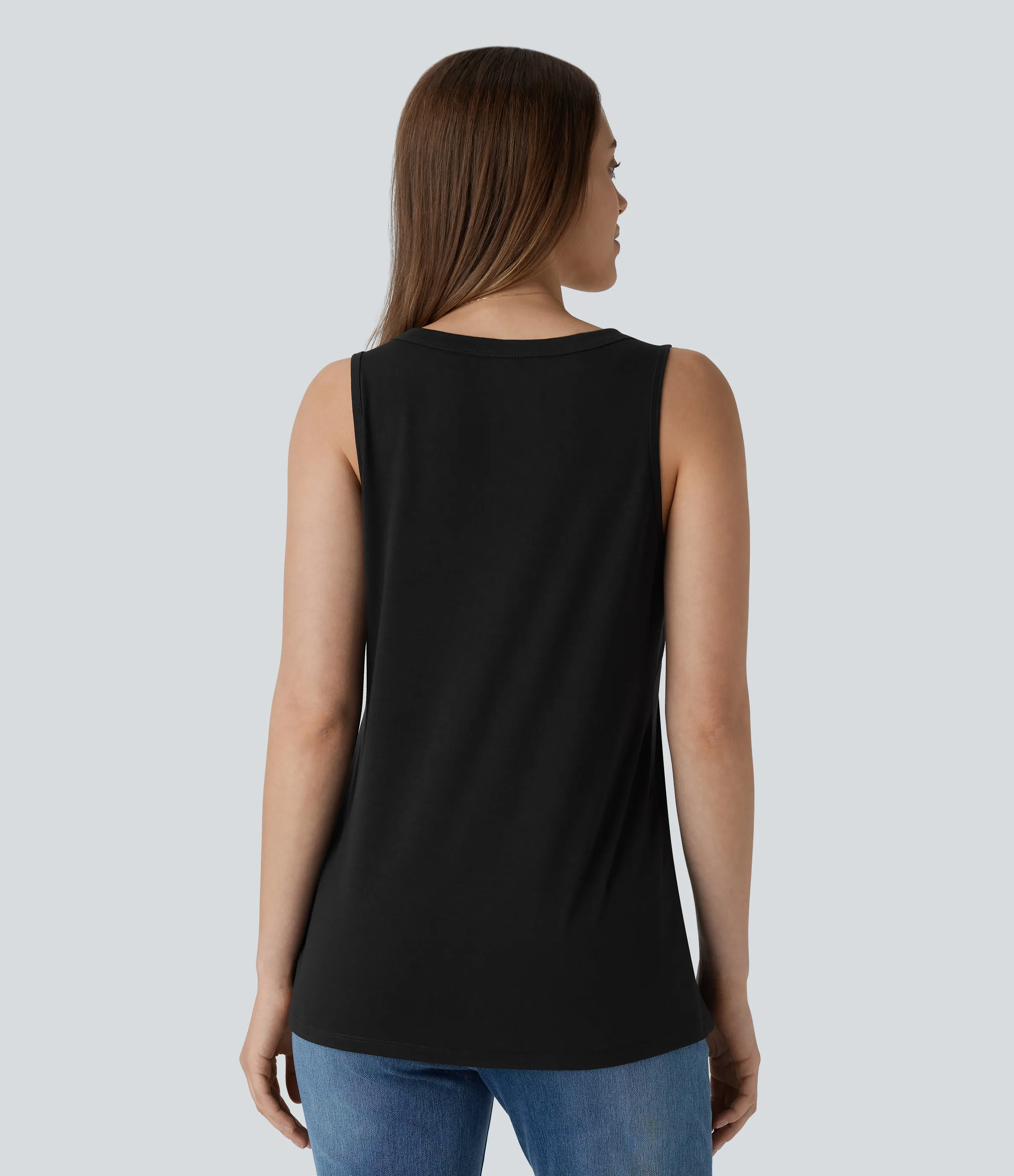 Halara Blusa sin mangas cuello V botón decorativo - Black - M sold by Halara product image thumbnail 3