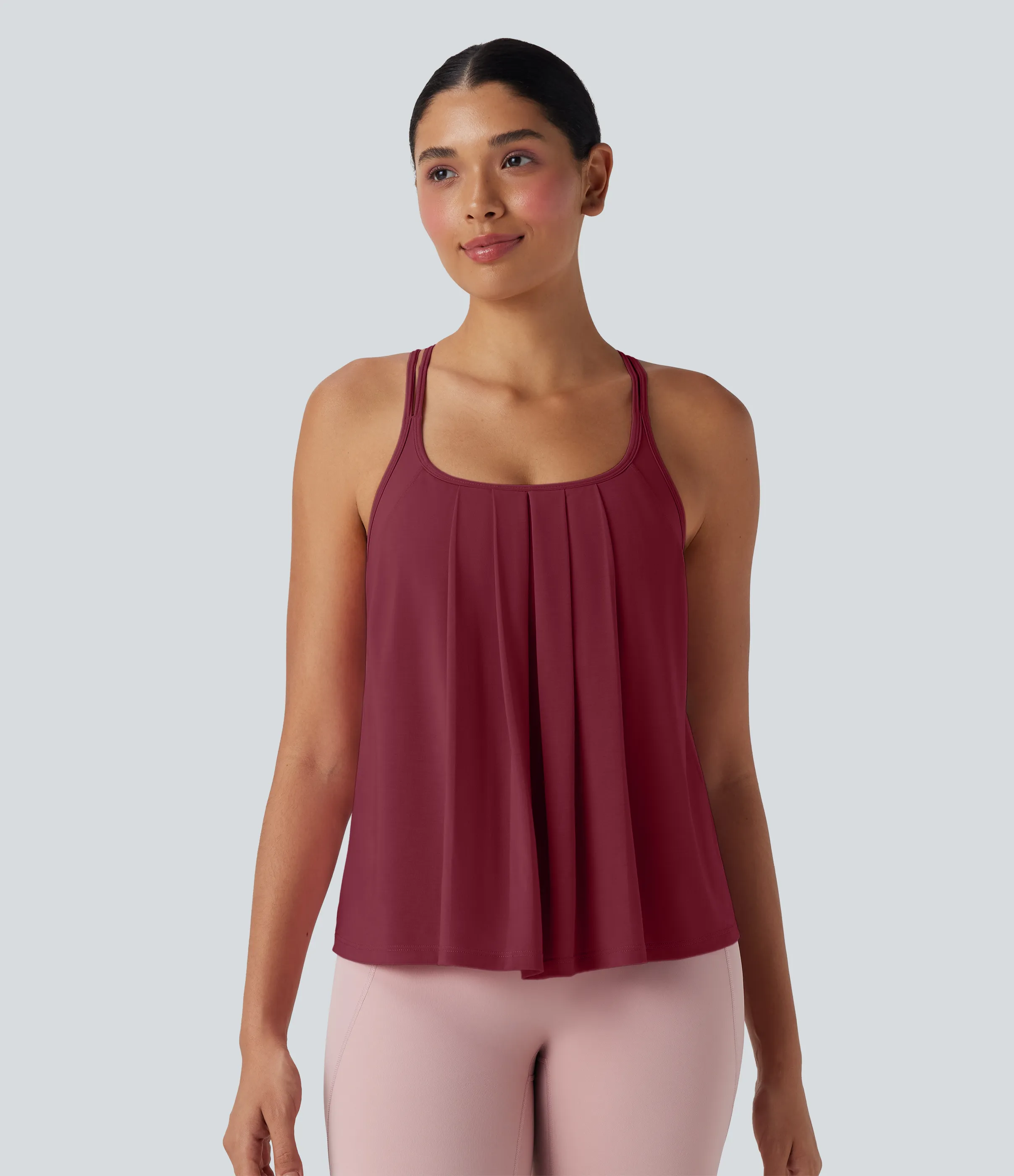 Halara Top yoga secado rápido tirante doble plisado cruzado espalda - Tibetan Red - L sold by Halara product image thumbnail 3