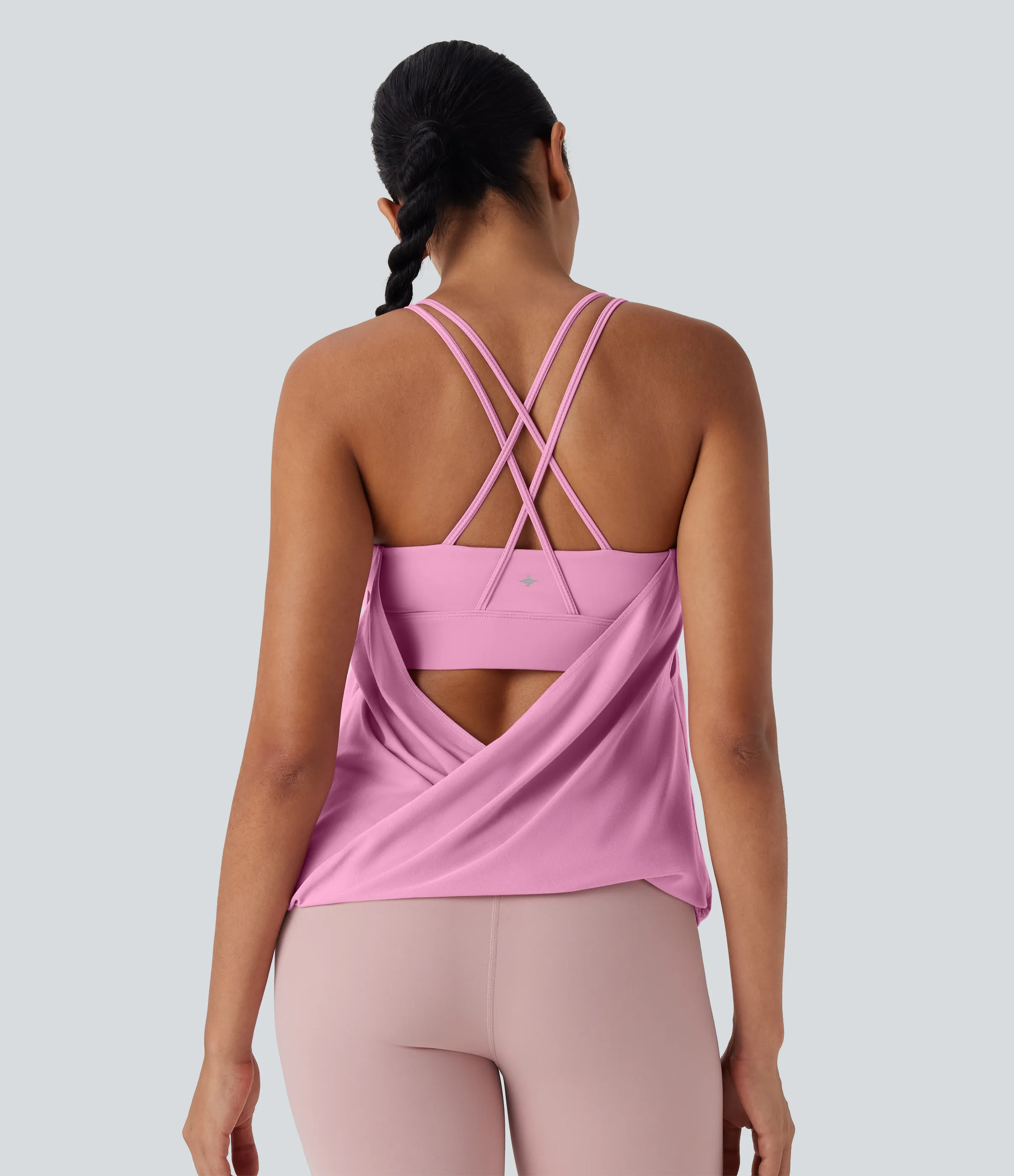 Halara Top yoga secado rápido tirante doble plisado cruzado espalda - Pink Frosting - L sold by Halara product image thumbnail 5