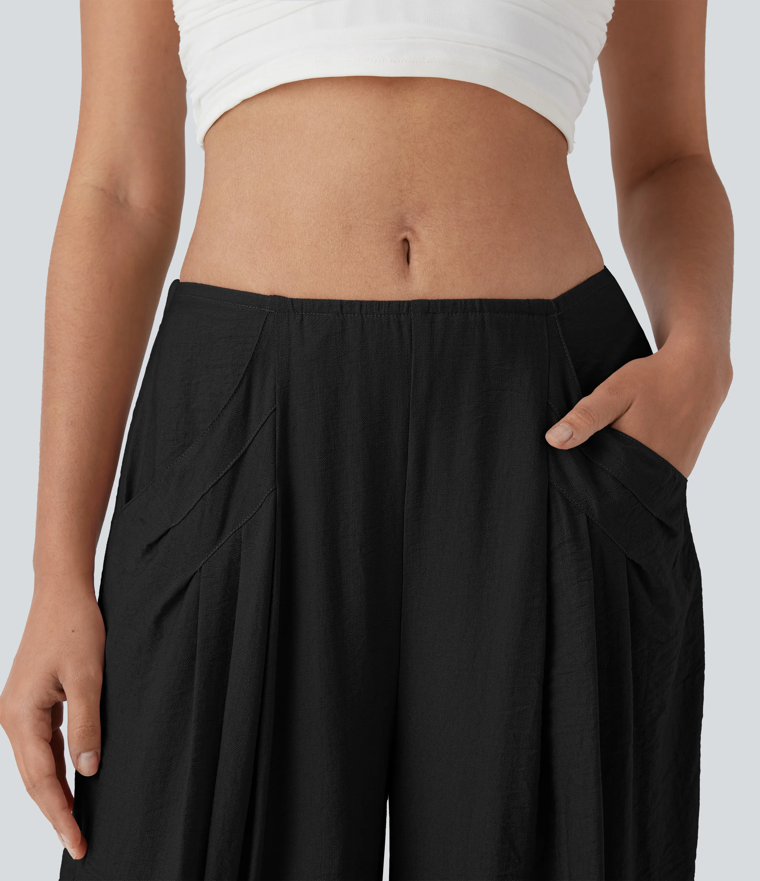 Halara Pantaón pierna ancha bolsillo lateral tiro medio - Black - S(regular) sold by Halara product image thumbnail 5