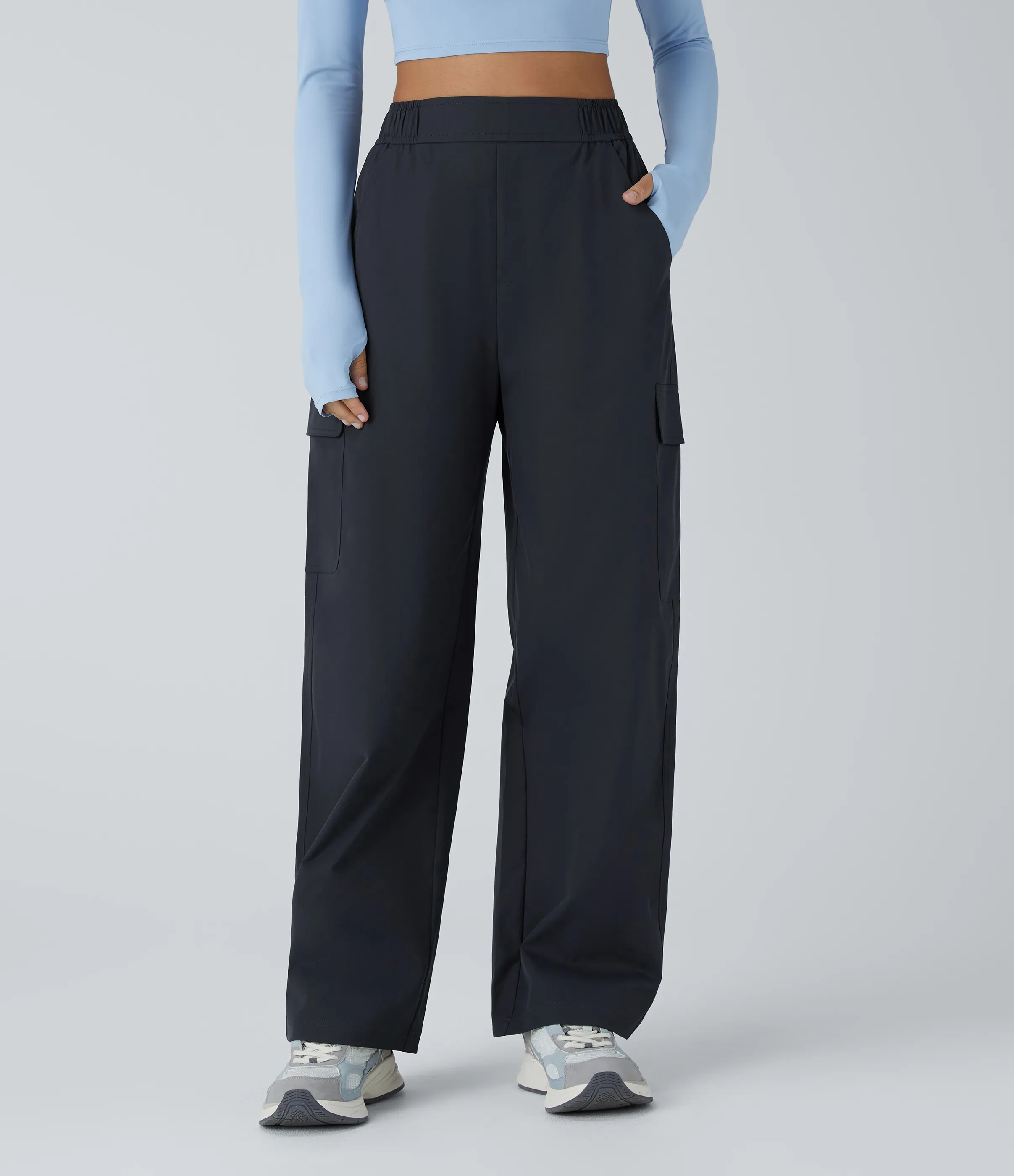 Halara Pantalón cargo acampar tiro alto resistente desgaste repelente agua múltiple bolsillo - Polar Night - XS(regular) sold by Halara product image thumbnail 4