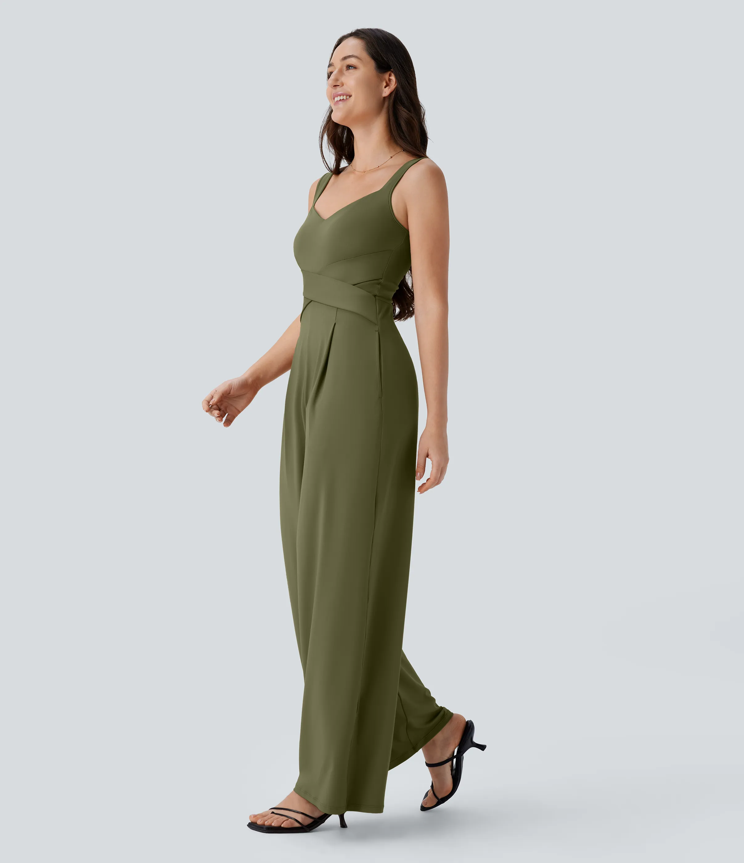 Halara Jumpsuit casual sin mangas con espalda en U y bolsillos - Capulet Olive - S(regular) sold by Halara product image thumbnail 4