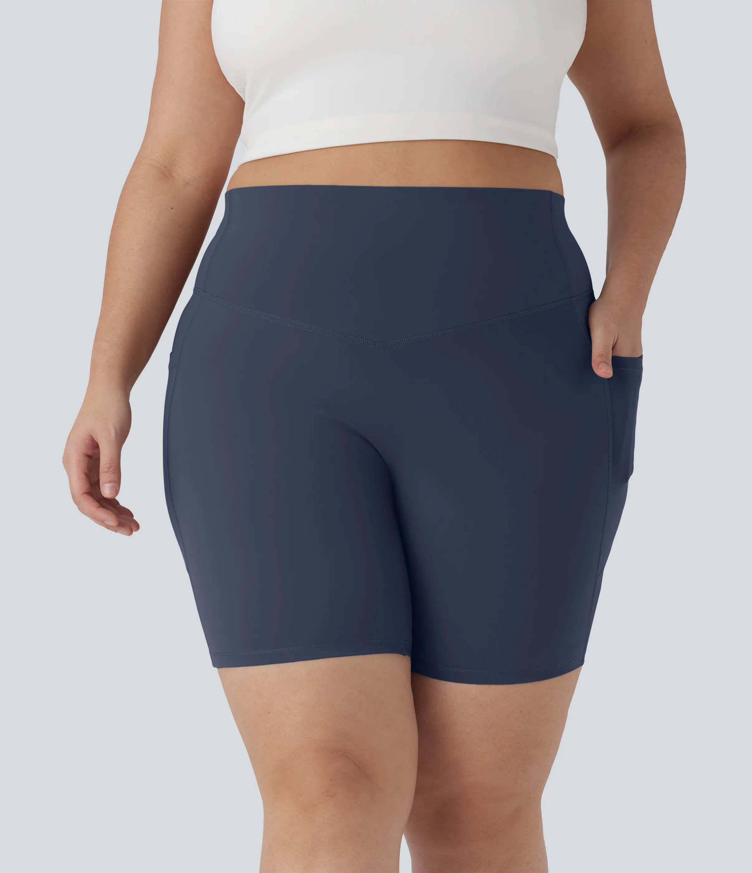 Halara Shorts biker Halara UltraSculpt™ moldeadores de tiro alto con bolsillos laterales para tallas grandes en longitud 17.5cm - Mood Indigo - 1X sold by Halara product image thumbnail 4