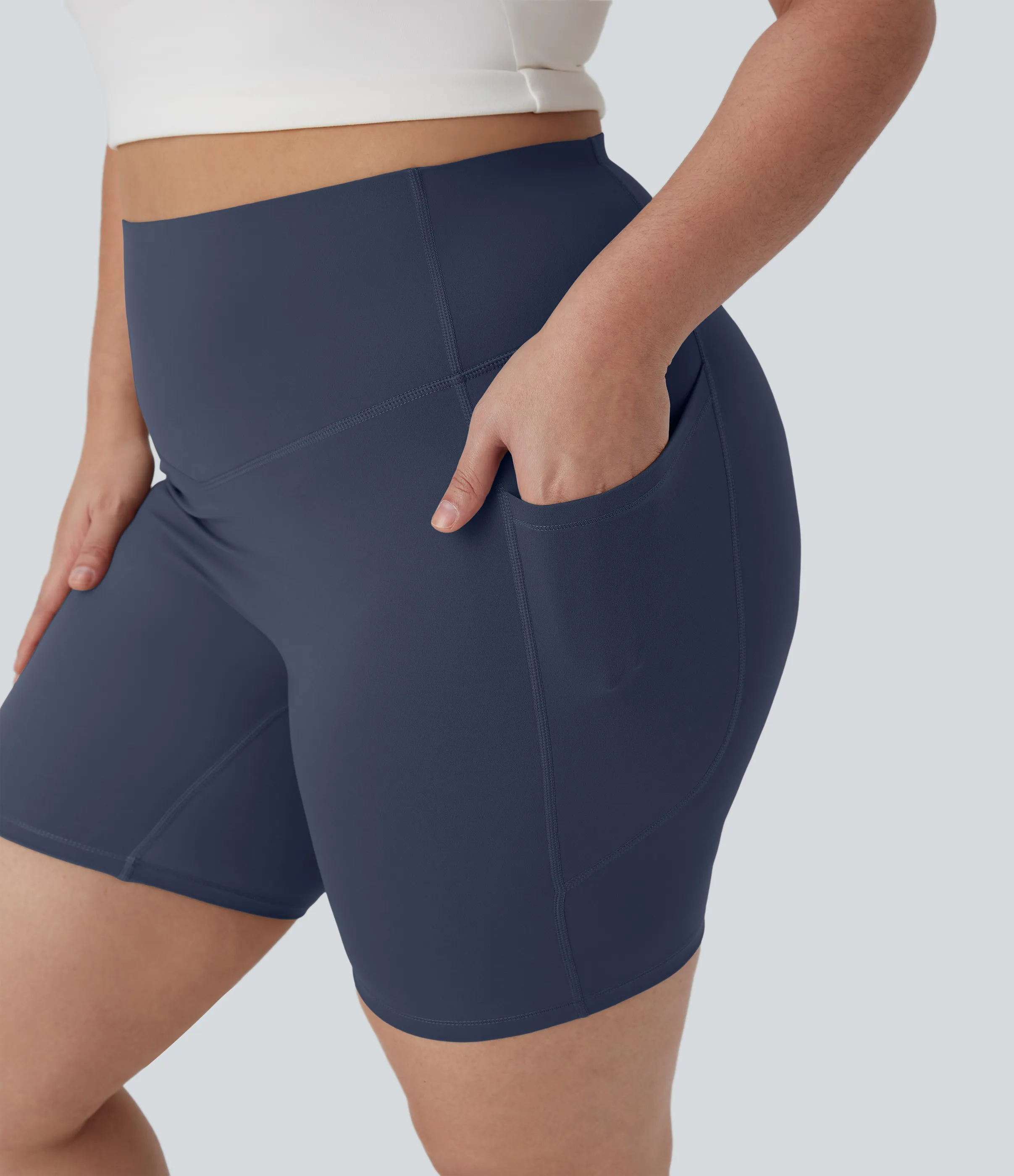 Halara Shorts biker Halara UltraSculpt™ moldeadores de tiro alto con bolsillos laterales para tallas grandes en longitud 17.5cm - Mood Indigo - 1X sold by Halara product image thumbnail 5