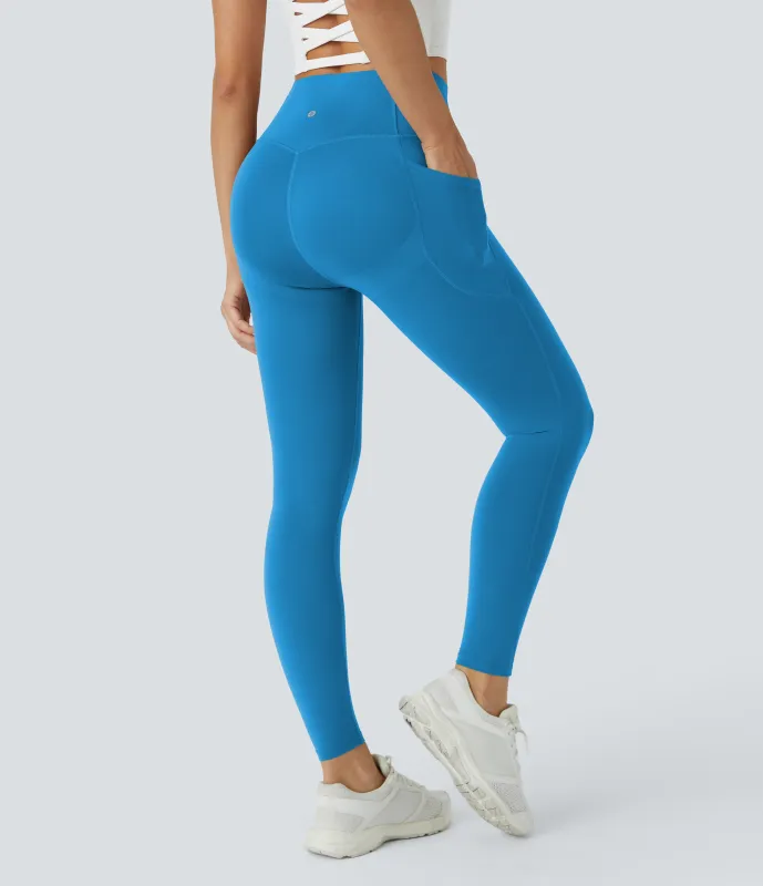 Halara Leggings SoCinched UltraSculpt tiro alto realce glúteos control abdomen bolsillo lateral moldeador - Vallarta Blue - L(full_length) made by Halara