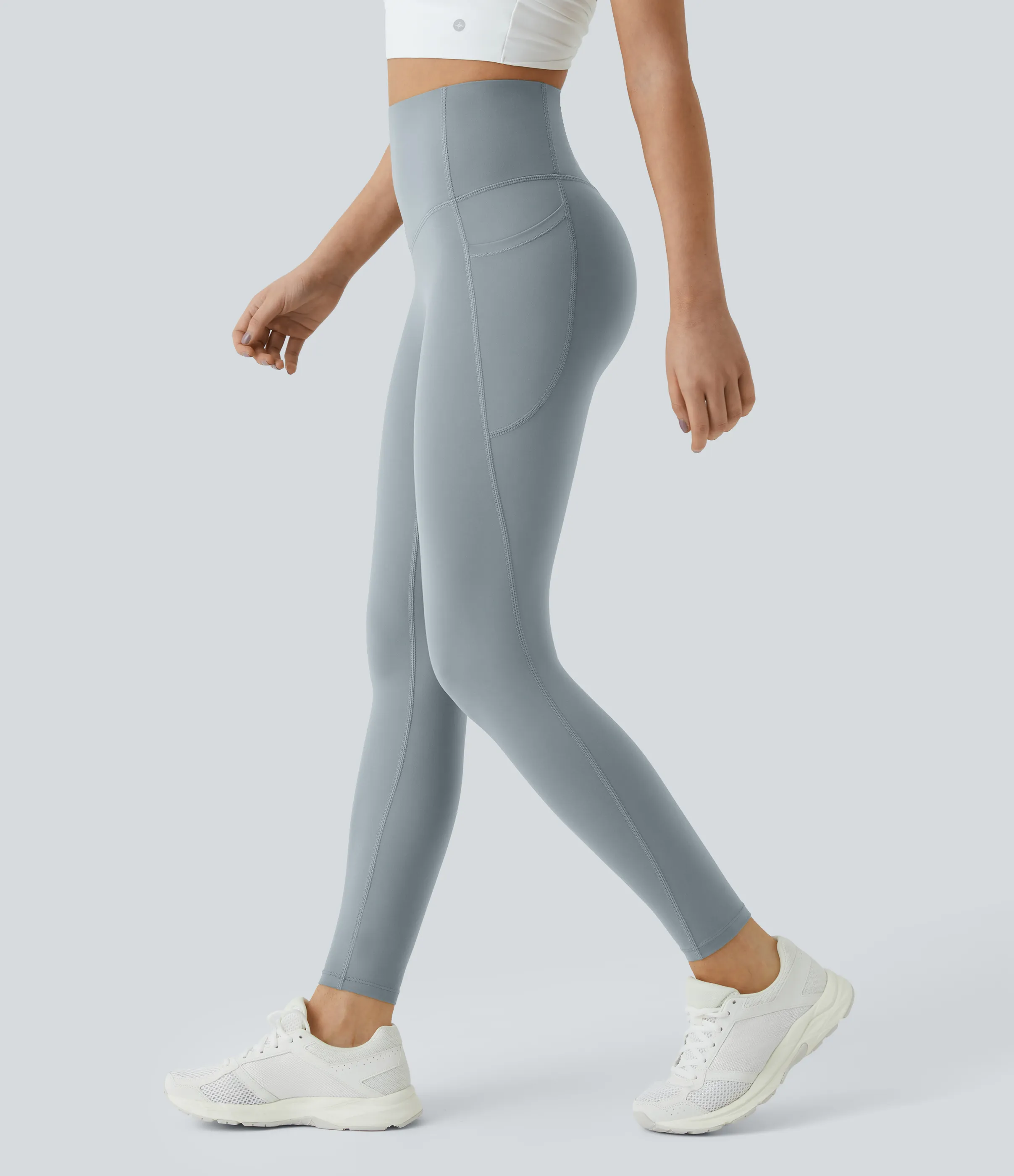 Halara Leggings SoCinched UltraSculpt entrenamiento control abdomen bolsillo lateral tiro alto - Blue Flower Gray - L(full_length) sold by Halara product image thumbnail 2
