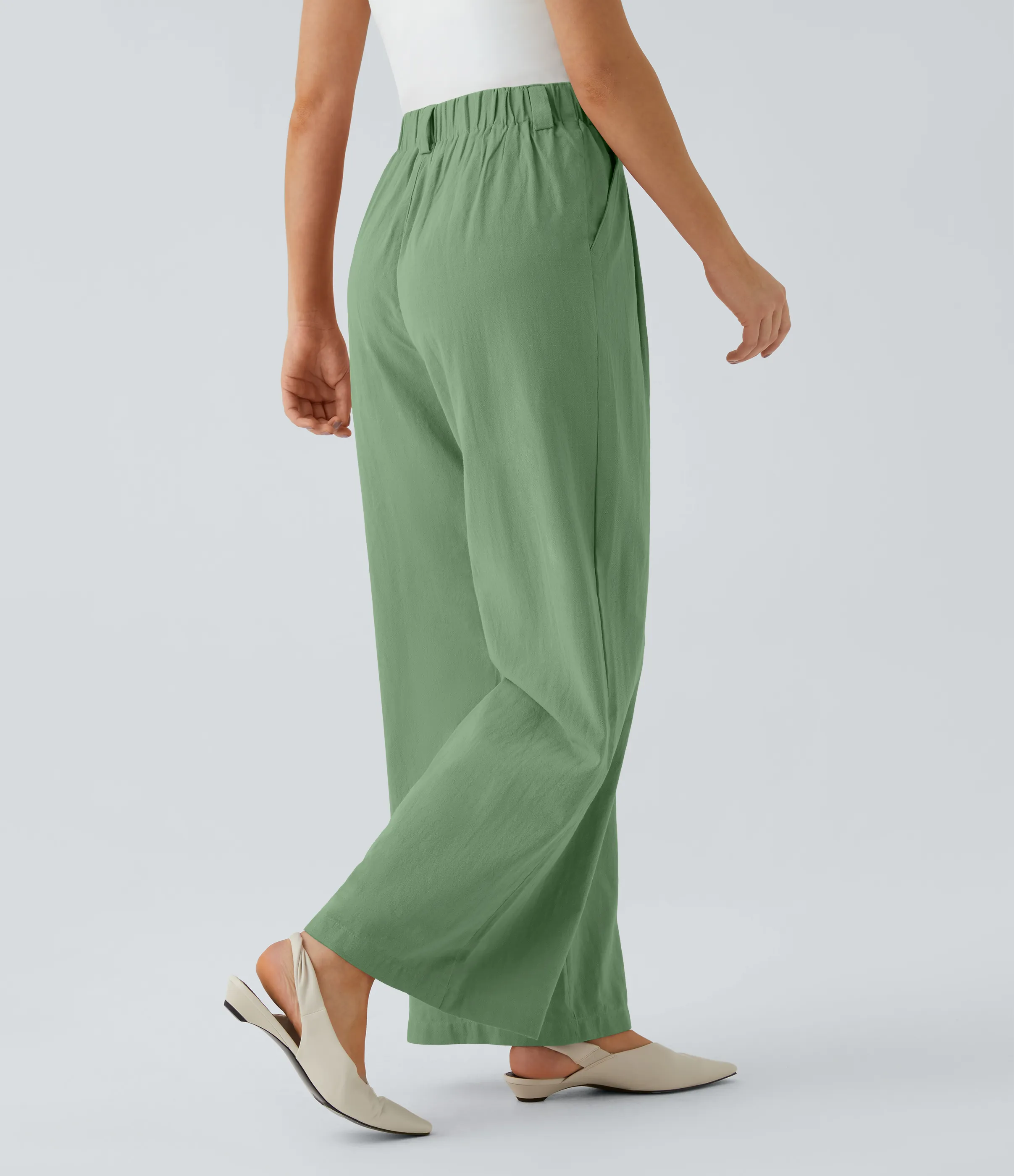 Halara Pantalón tiro alto bolsillo lateral plisado pierna ancha - Kashmir - XL(regular) sold by Halara product image thumbnail 3