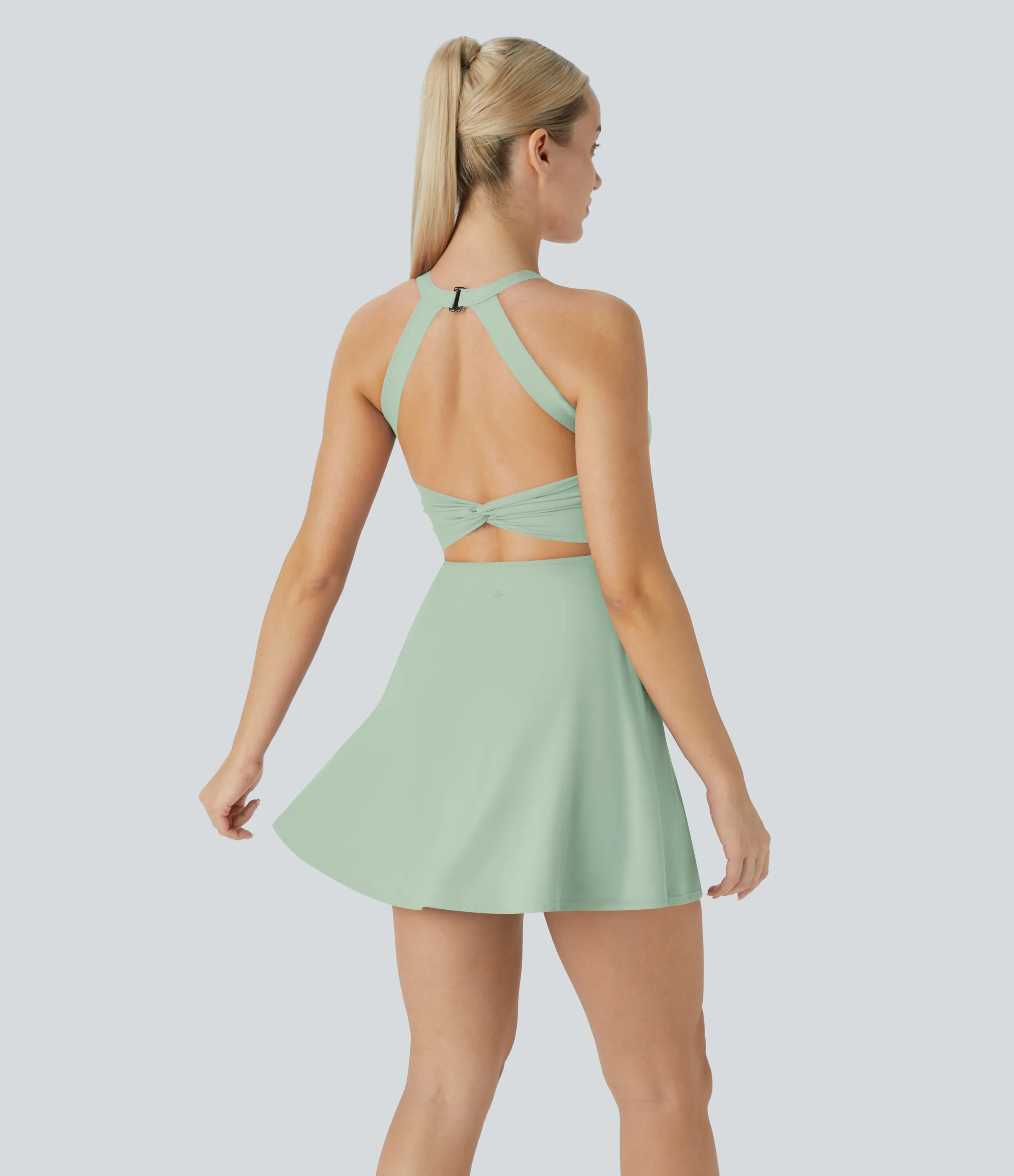 Halara Vestido Softlyzero™ Airy deportivo activo baile tacto fresco sin espalda retorcido - Edición Easy Peezy - Light Bean Green - XL sold by Halara product image thumbnail 3