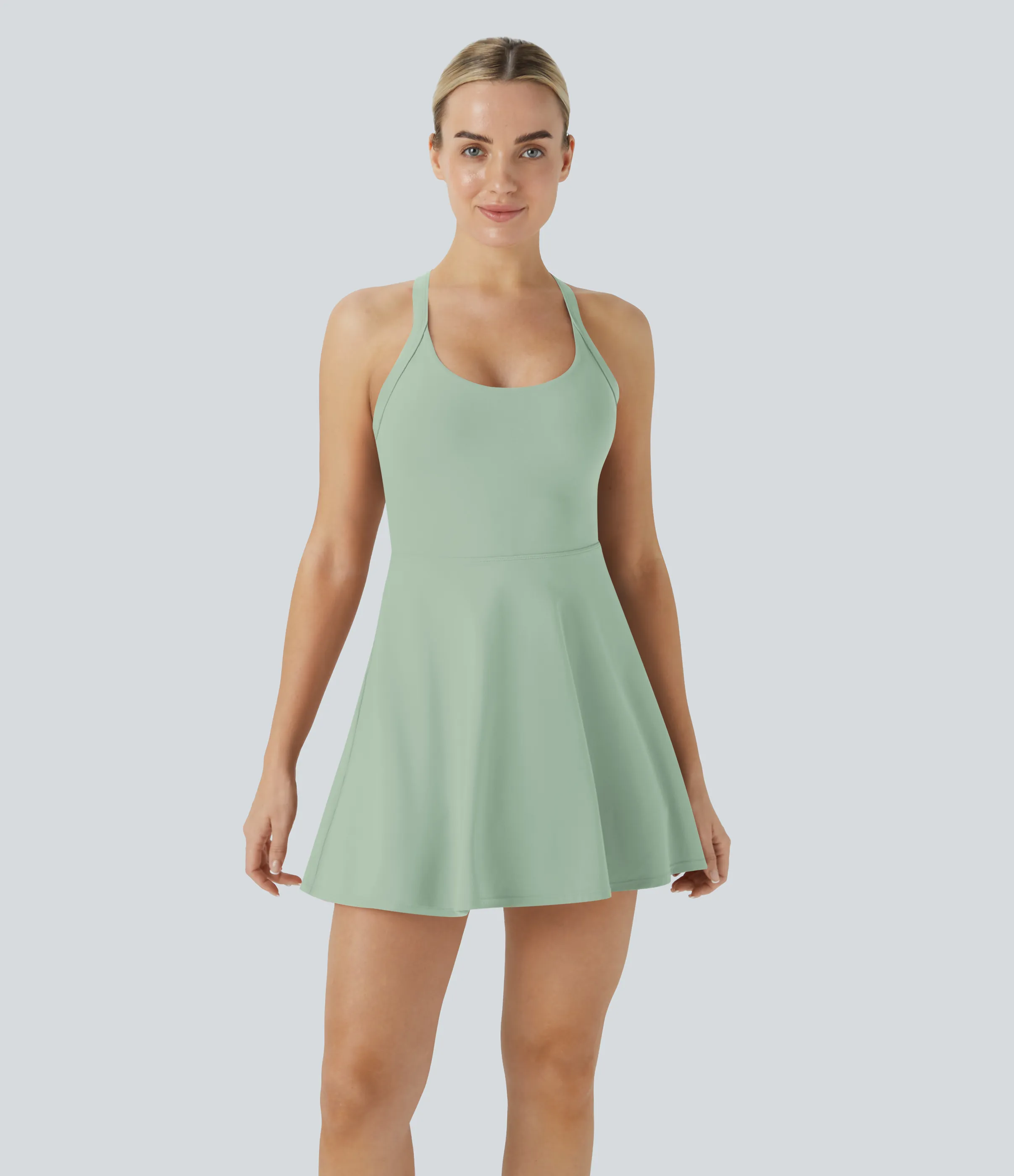 Halara Vestido Softlyzero™ Airy deportivo activo baile tacto fresco sin espalda retorcido - Edición Easy Peezy - Light Bean Green - XL sold by Halara product image thumbnail 4