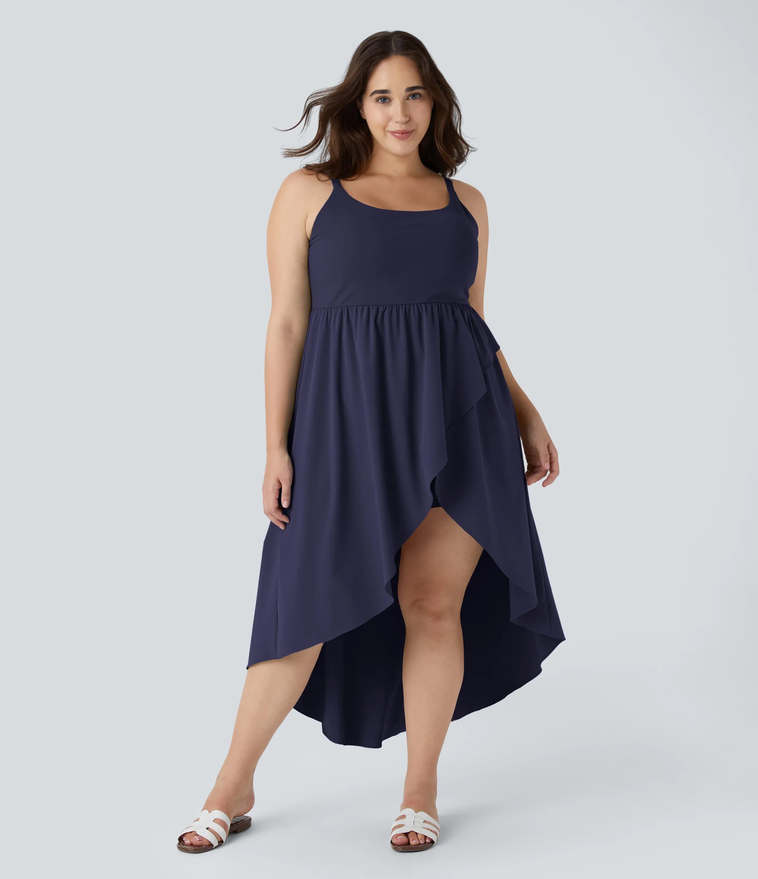 Halara Vestido midi Breezeful™ fluido secado rápido talla grande dobladillo cruzado asimétrico sin espalda 2 piezas bolsillo lateral - Patriot Blue - 3X sold by Halara product image thumbnail 2