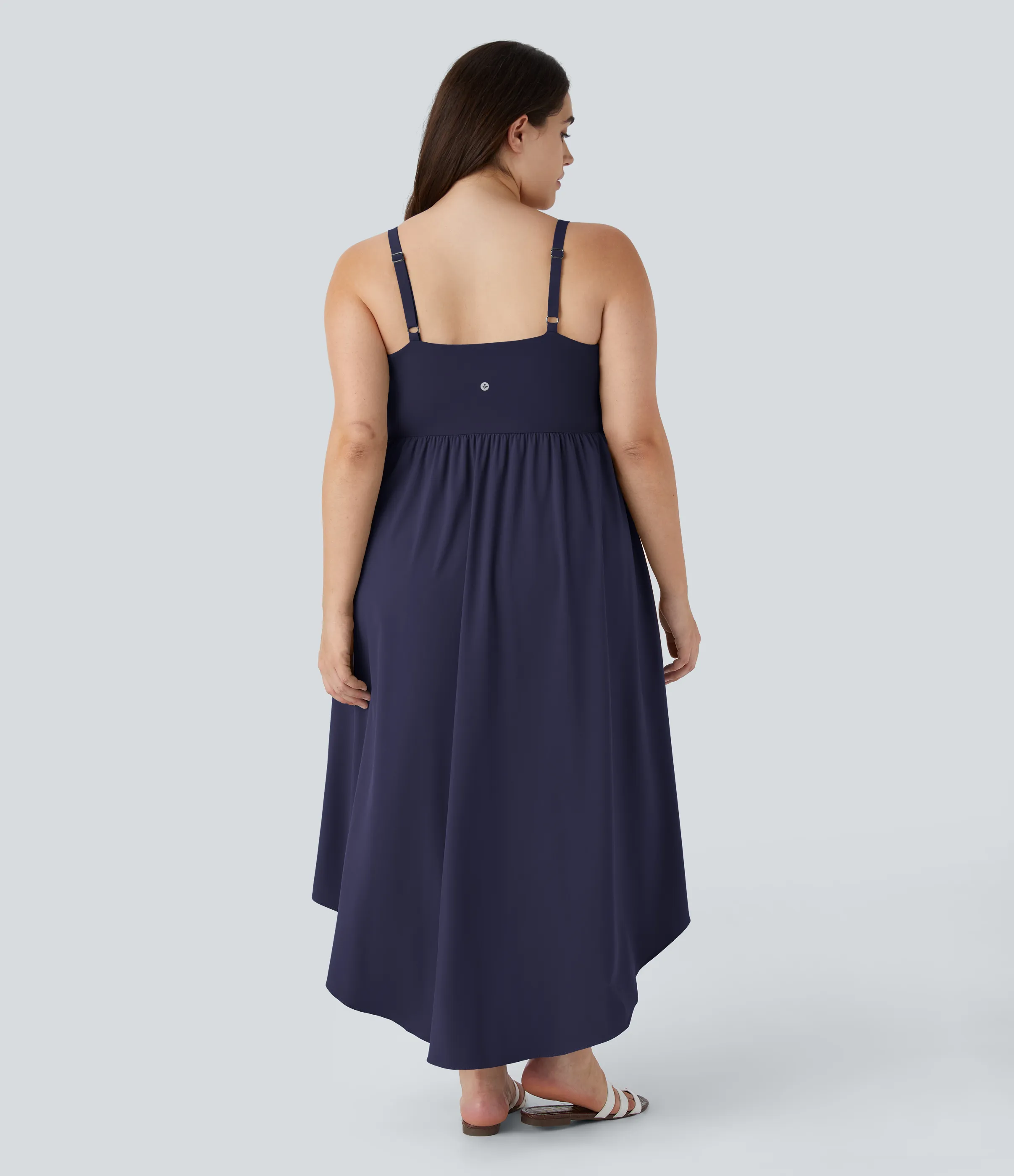 Halara Vestido midi Breezeful™ fluido secado rápido talla grande dobladillo cruzado asimétrico sin espalda 2 piezas bolsillo lateral - Patriot Blue - 3X sold by Halara product image thumbnail 3