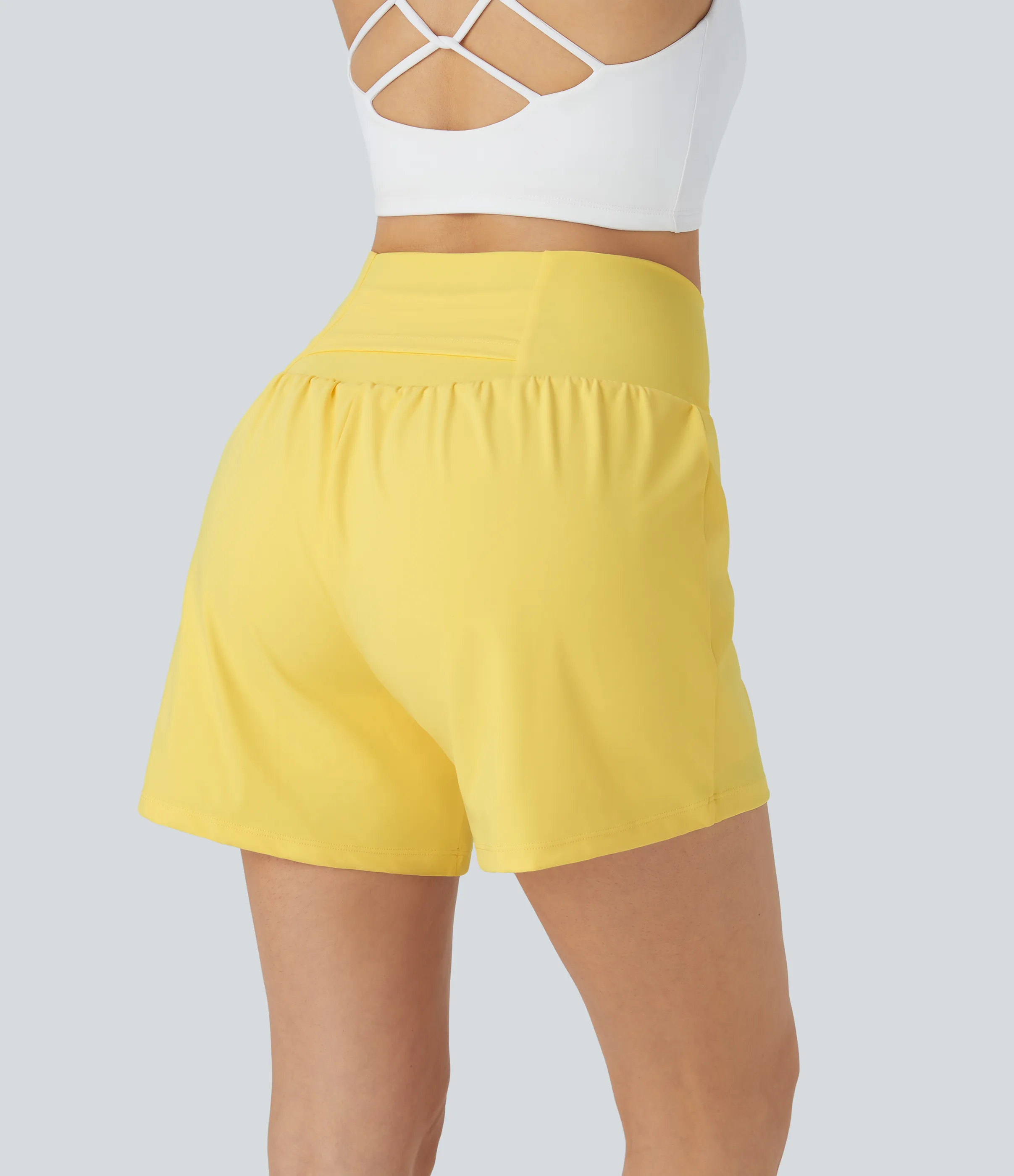 Halara Pantalón corto yoga 2 en 1 bolsillo trasero oculto tiro súper alto bolsillo lateral oculto 12.5cm-más largo - Goldfinch - XL(Long) sold by Halara product image thumbnail 3