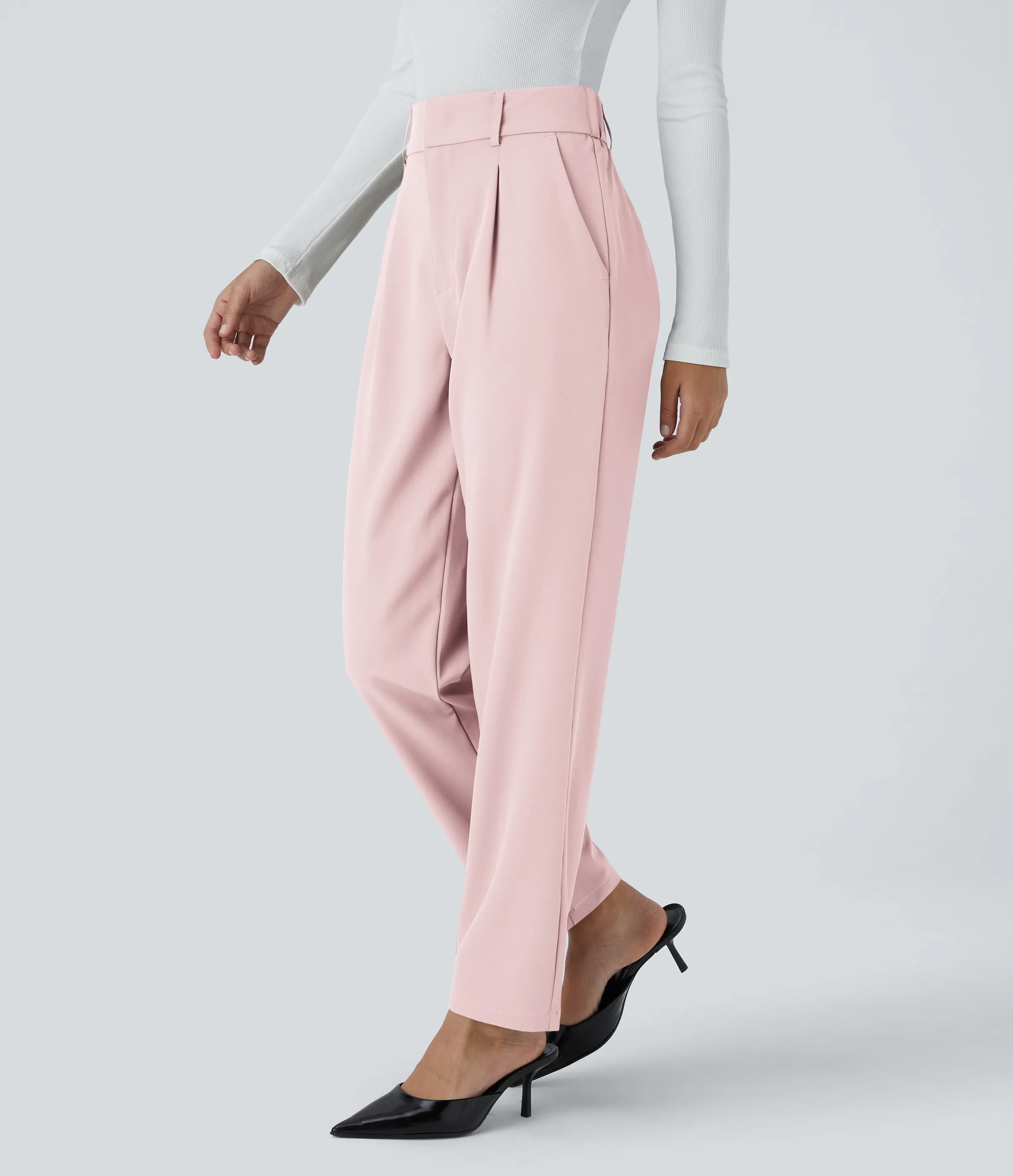 Halara Pantalón oficina ajustado tiro alto bolsillo lateral - Primrose Pink - S(regular) sold by Halara product image thumbnail 4