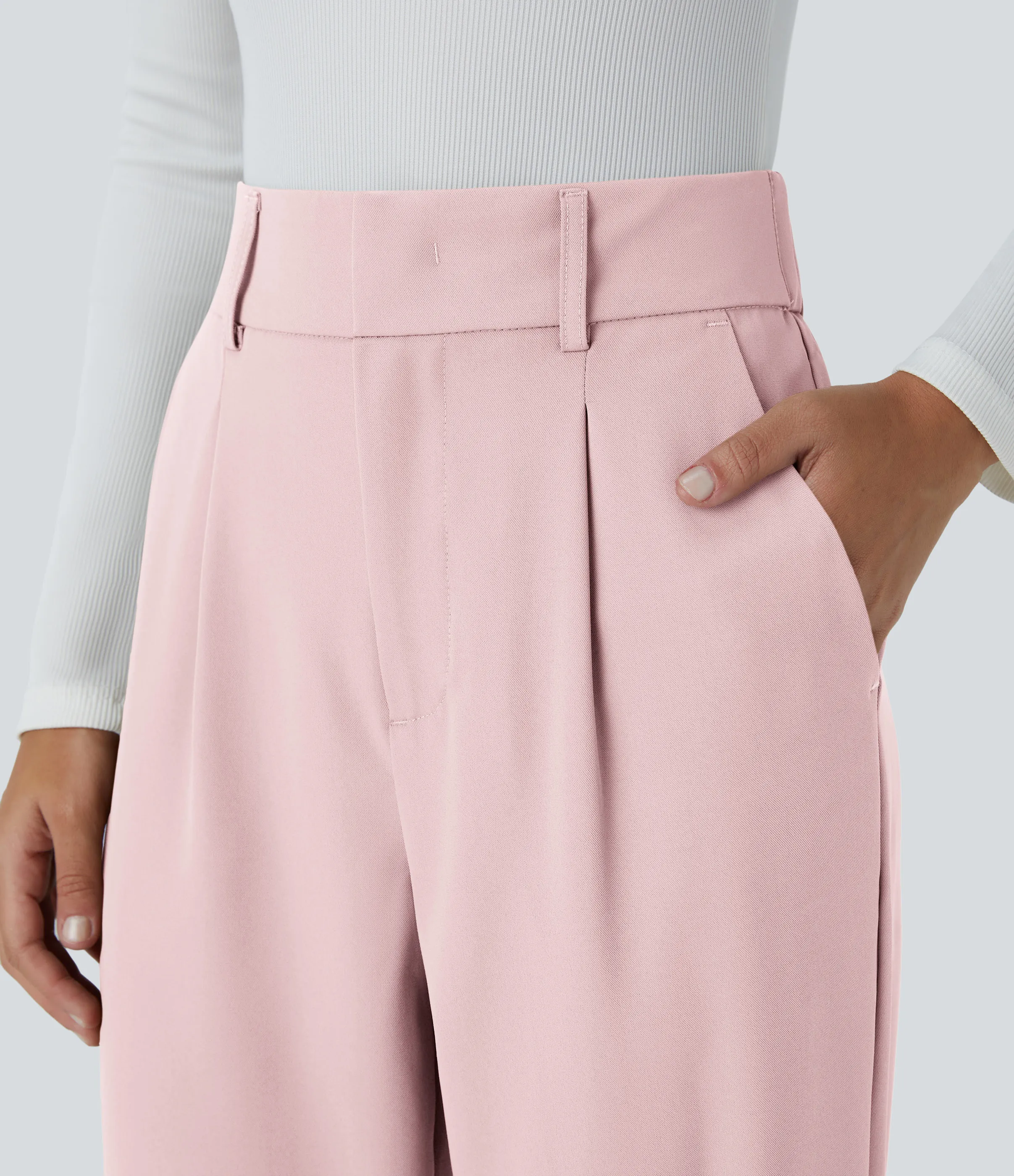 Halara Pantalón oficina ajustado tiro alto bolsillo lateral - Primrose Pink - S(regular) sold by Halara product image thumbnail 5