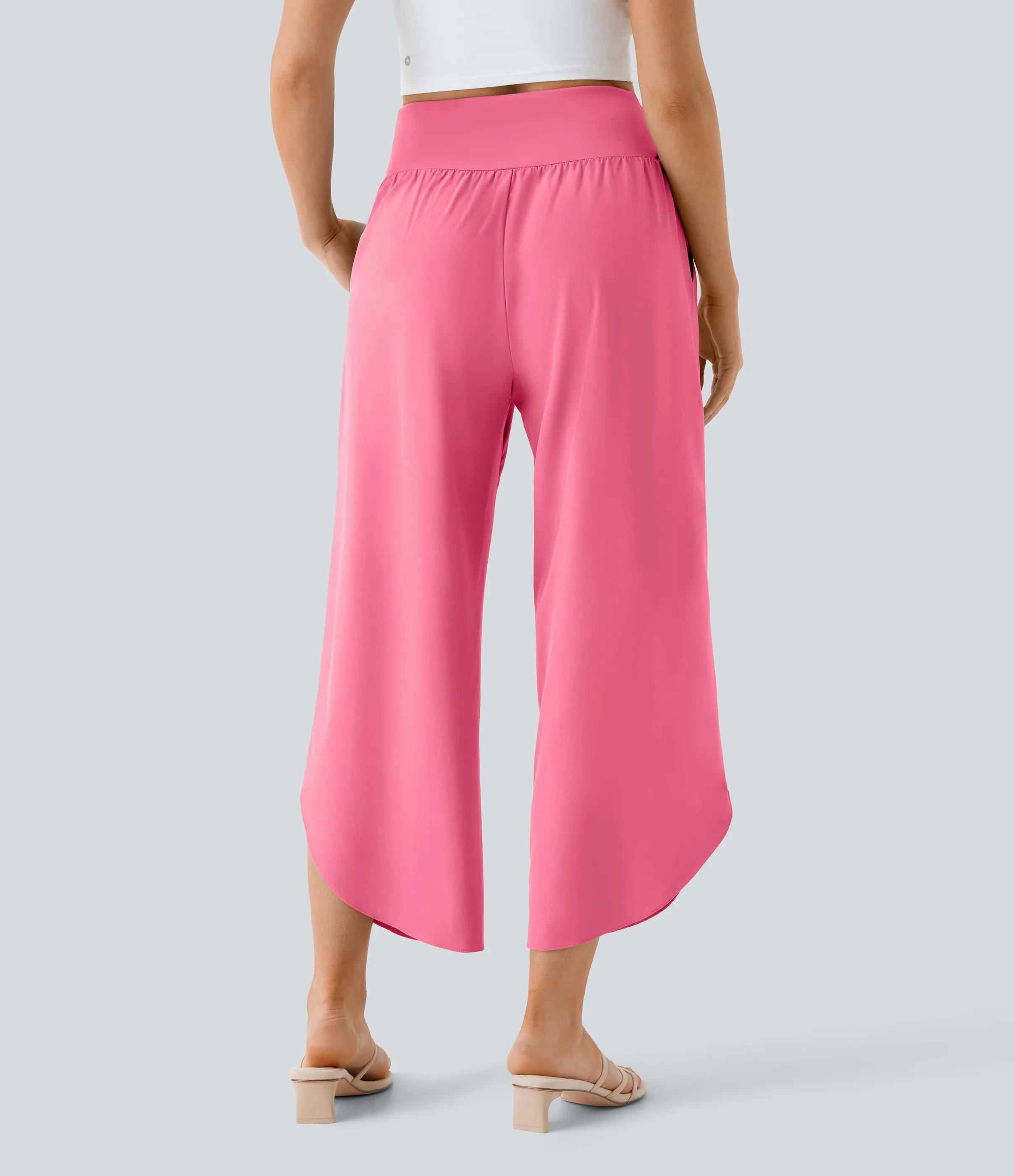 Halara Pantalón Breezeful™ Resort secado rápido abertura bolsillo lateral plisado cruzado tiro alto - Pink Lemonade - S(petite) sold by Halara product image thumbnail 3