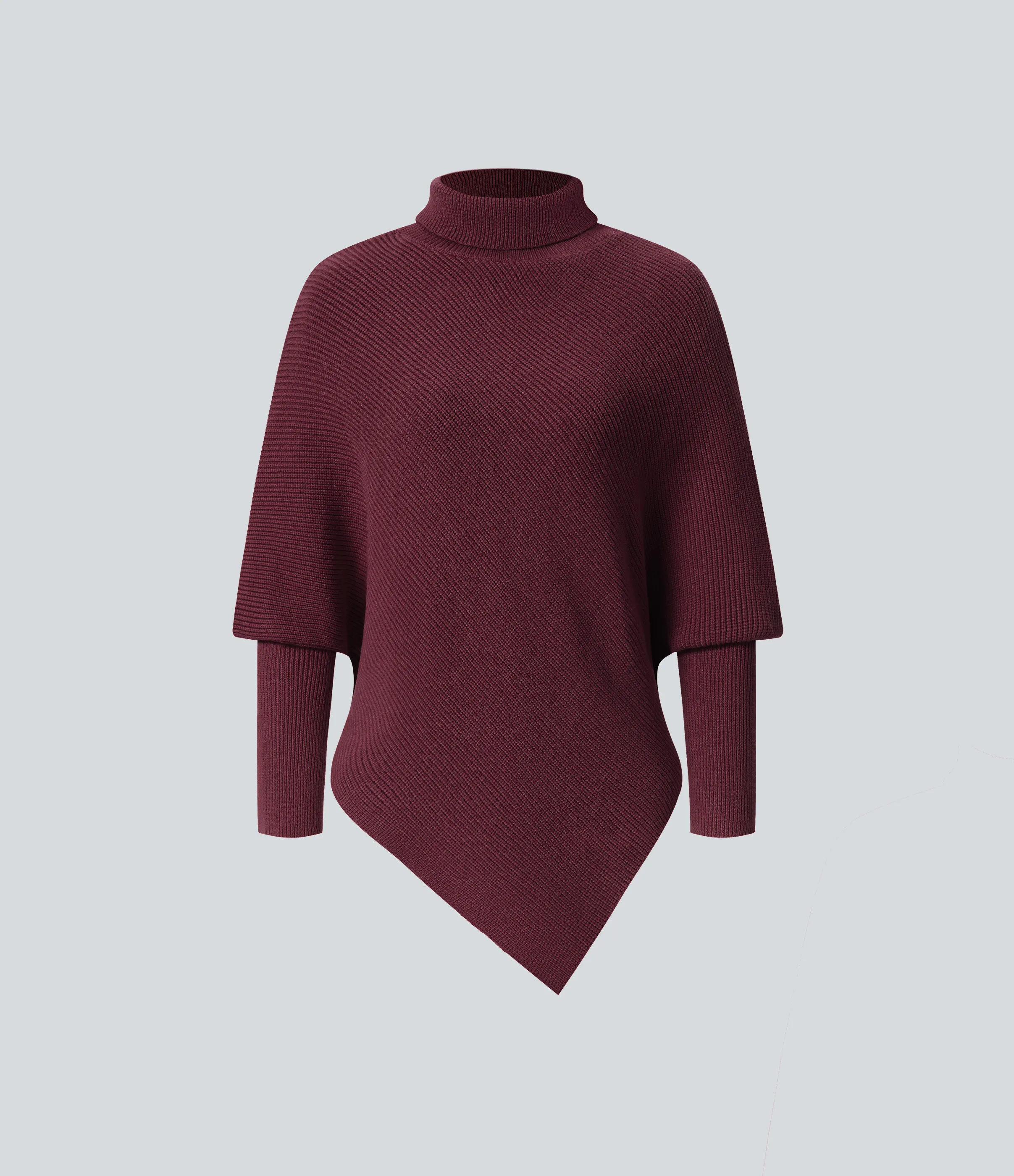 Halara Suéter oficina cuello alto manga larga dobladillo asimétrico - Red Violet - M sold by Halara product image thumbnail 5