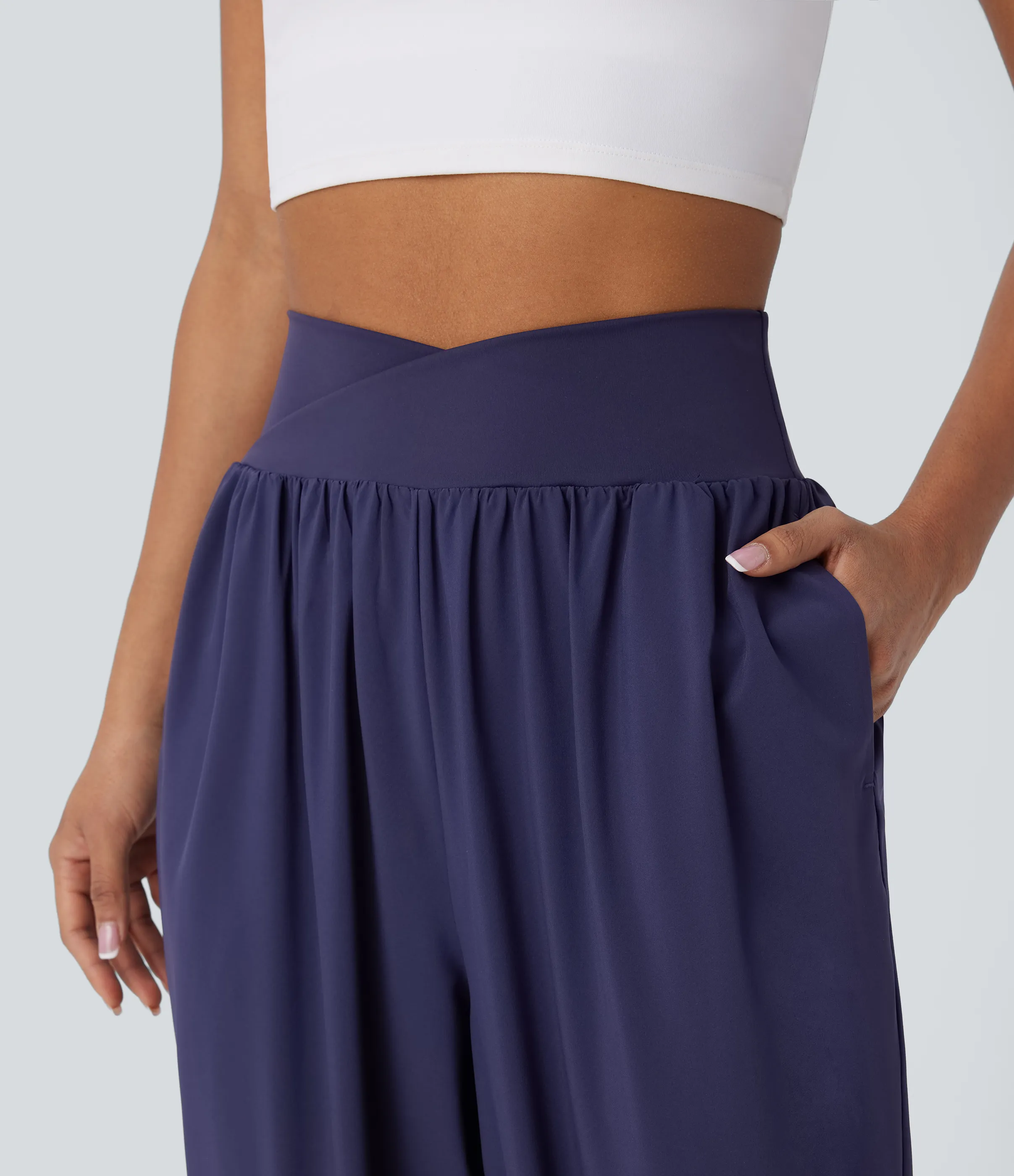 Halara Pantalón Breezeful™ yoga secado rápido bolsillo lateral tiro alto cruzado - Black Diamond Blue - XL(regular) sold by Halara product image thumbnail 5