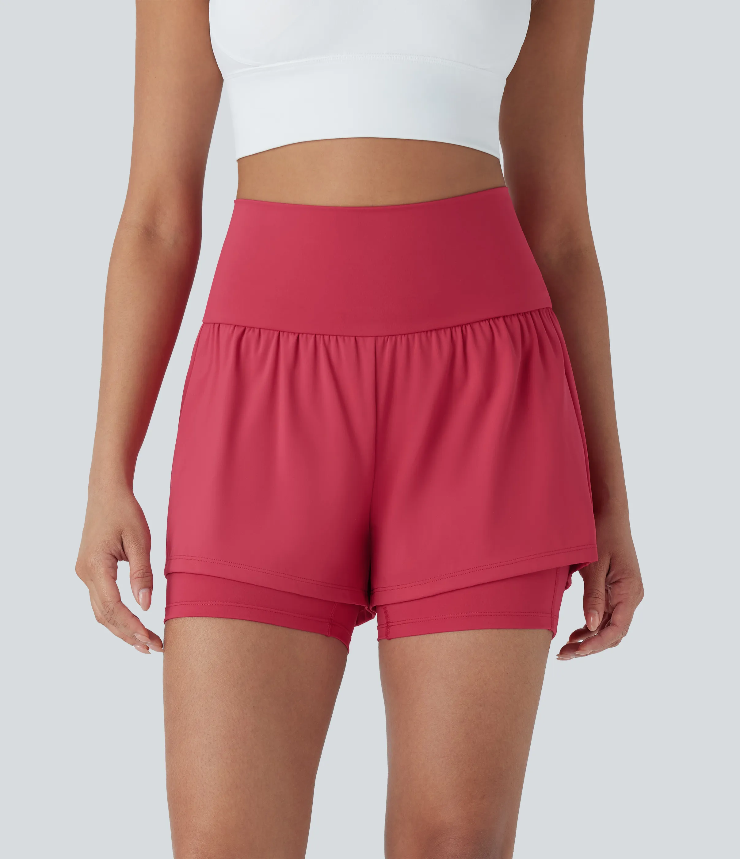 Halara Shorts de yoga Softlyzero™ Airy de tiro alto 2 en 1 de tacto fresco con bolsillos y 12.5 cm de largo - Winterberry - XS sold by Halara product image thumbnail 2