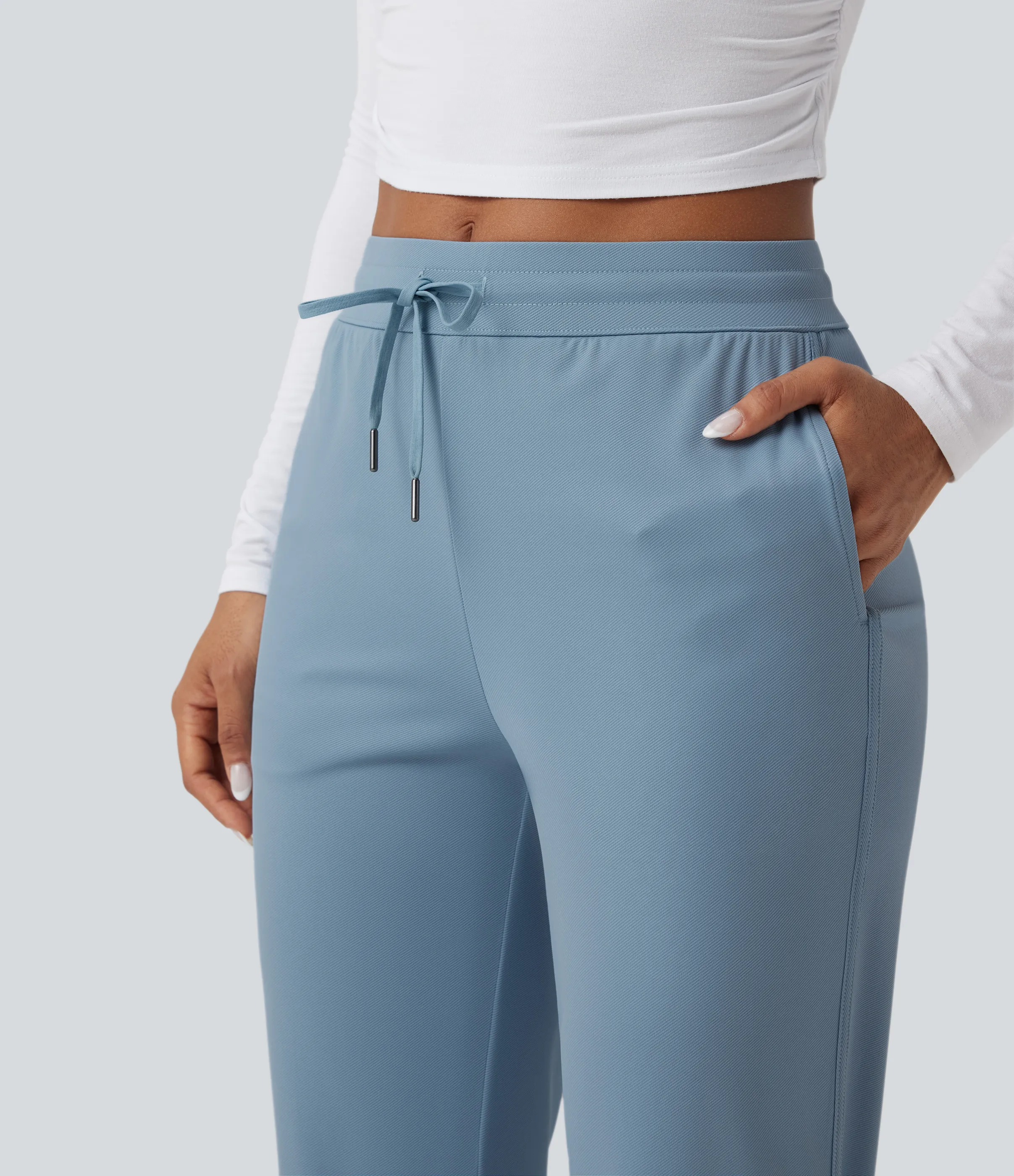 Halara Pantalones de golf ajustados de tiro medio con cordón, dobladillo curvo y secado rápido con bolsillos - UPF 40+ - Mountain Spring - S(tall) sold by Halara product image thumbnail 5