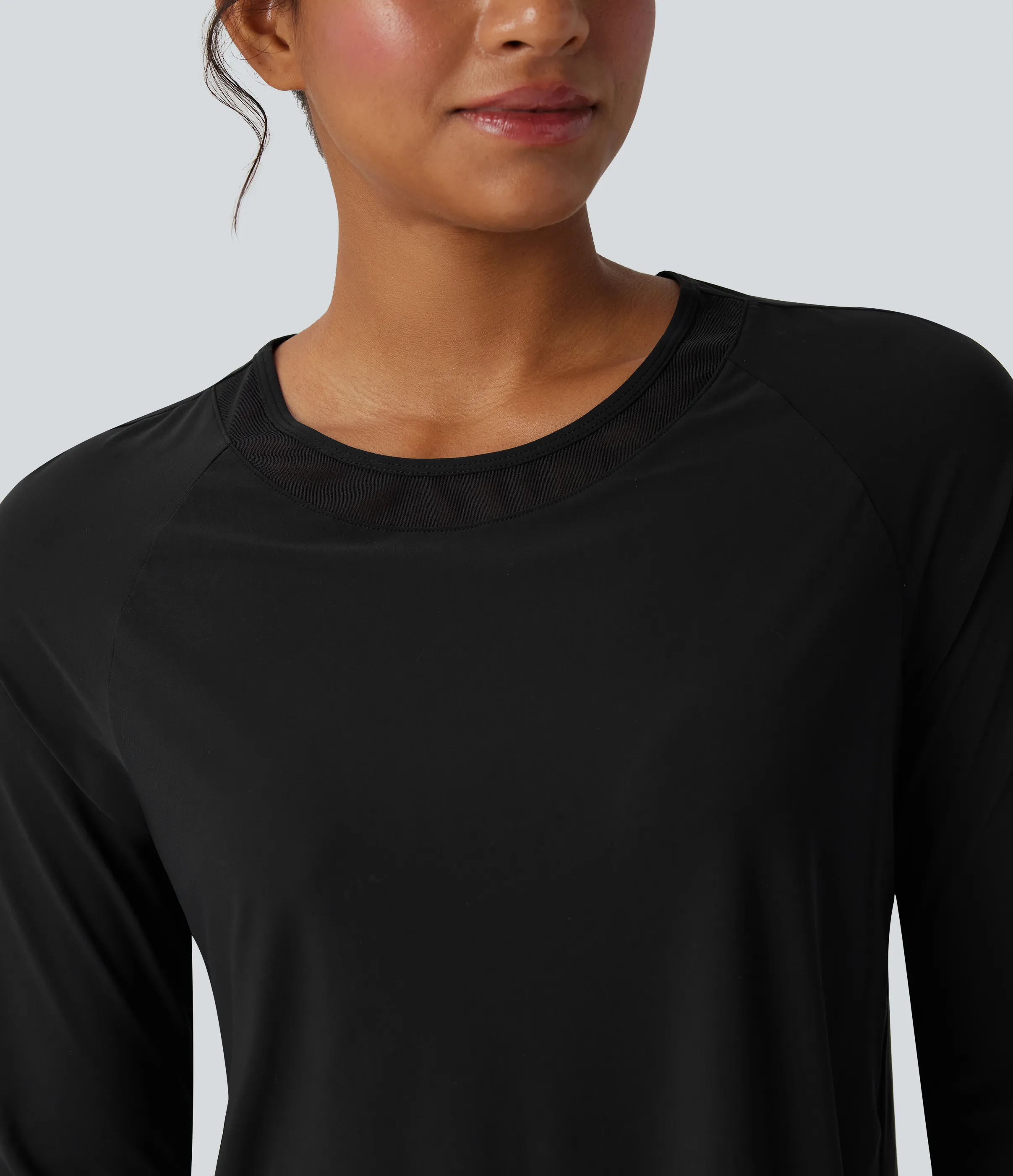 Halara Camiseta deportiva para running de secado rápido con tacto fresco y dobladillo curvo de malla en contraste - Black - S sold by Halara product image thumbnail 5